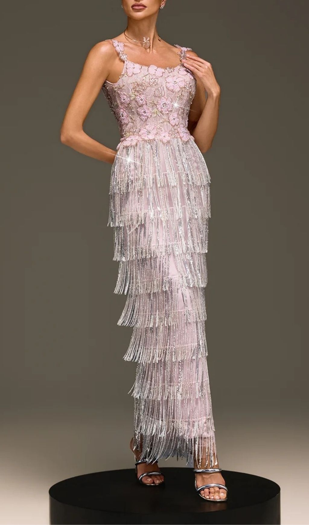 33568d9c014abbdd7c9d0332db59f27a.jpg Fashionslee Women Heldris Fringe Sequin Flower Maxi Dress