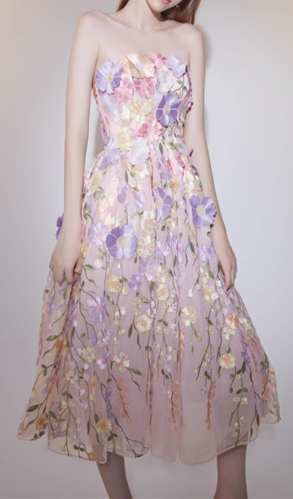 Fashionslee Women Danyale Strapless Flower Maxi Dress