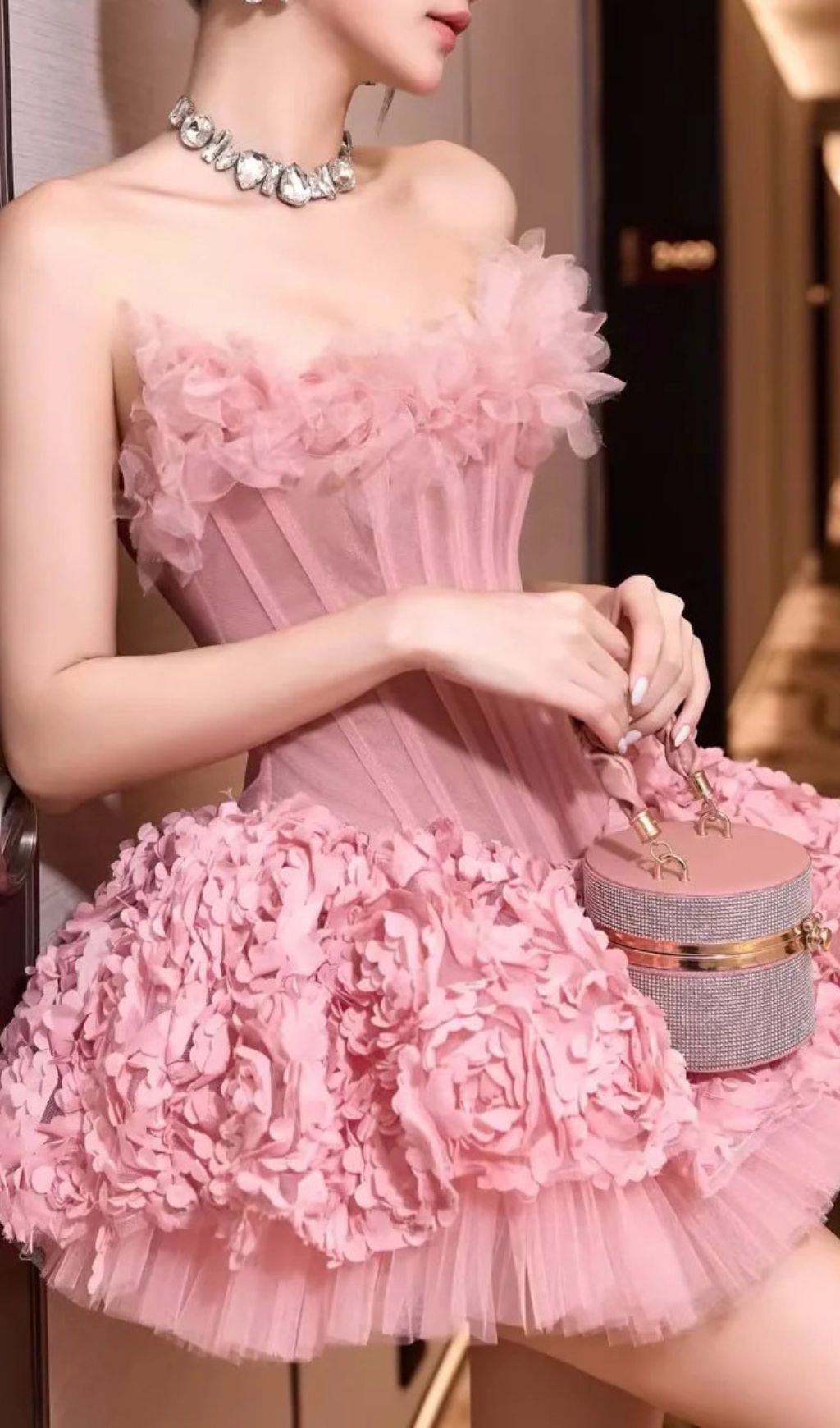 3373ae622770abb133e744796d614c66.jpg Fashionslee Women Irma Strapless Corset Flower Mini Dress