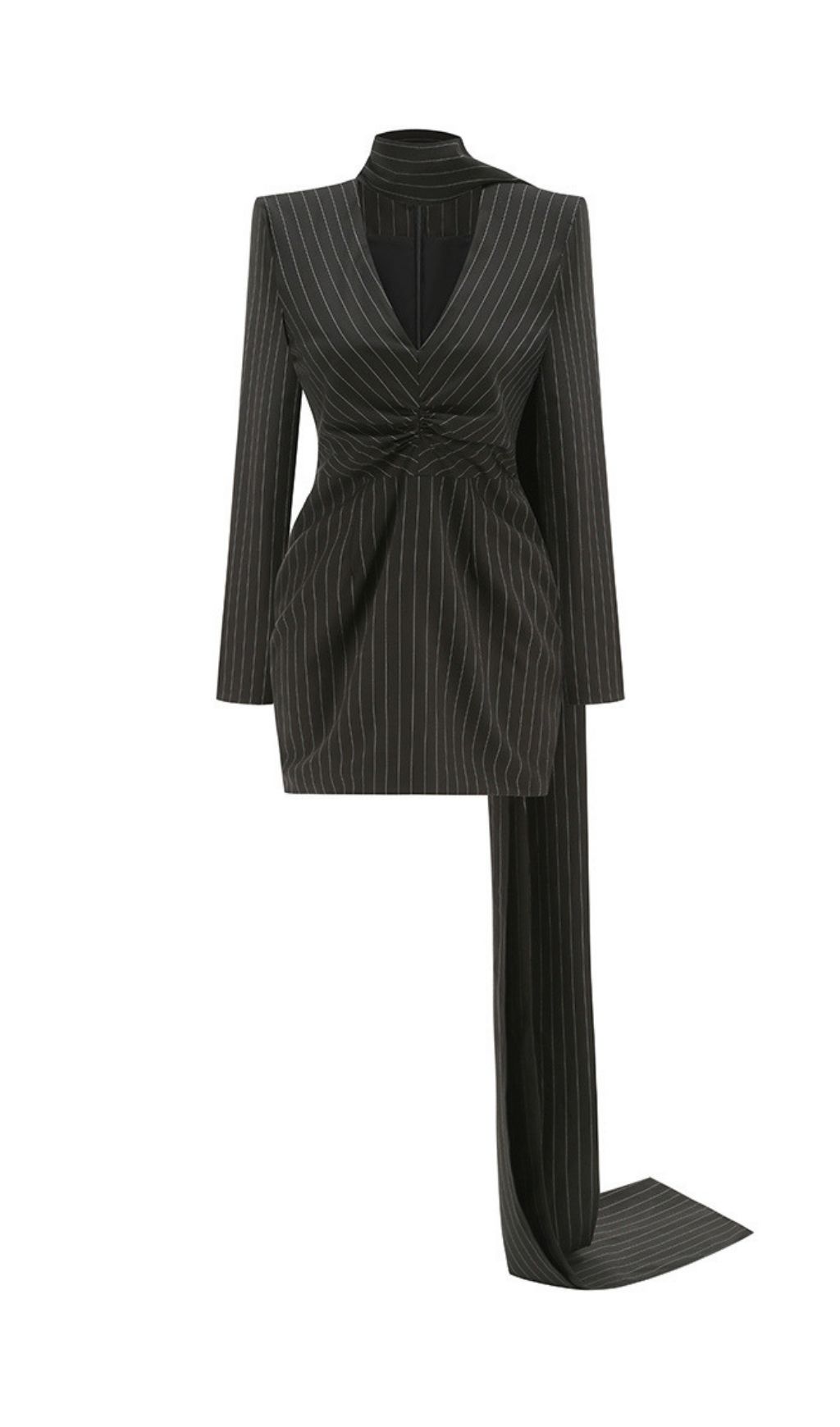 Fashionslee Women Kazane Black Stripe Long Sleeve Blazer Dress