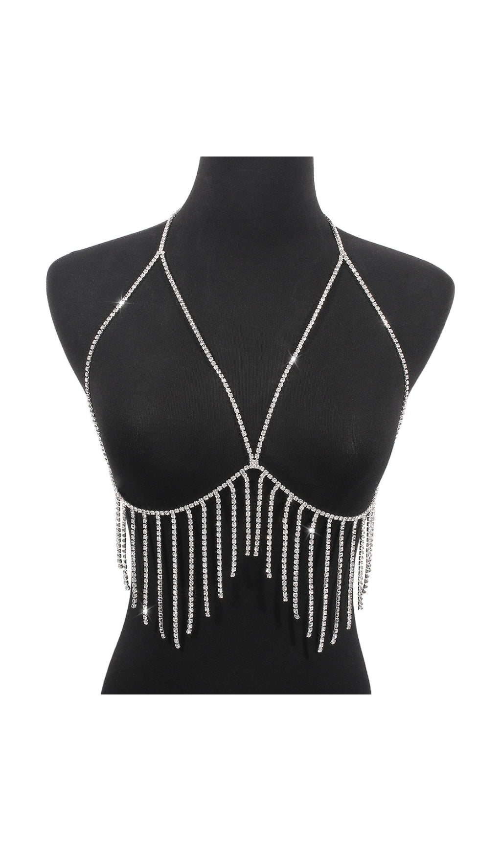 Fashionslee Women Tassel And Diamond Chest Chain In Silver