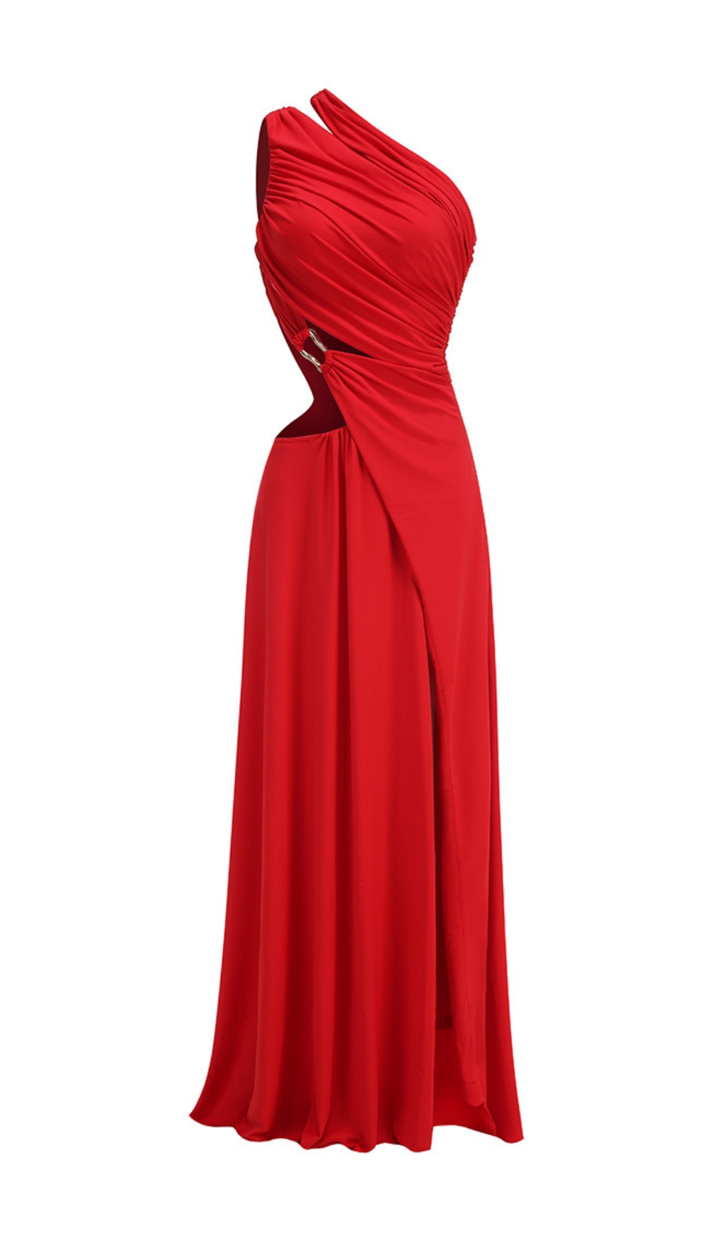 338e7ecad7e1cca5ed773c6b55a40e0e.jpg Fashionslee Women Red One Shoulder Ruched Cut Out Maxi Dress