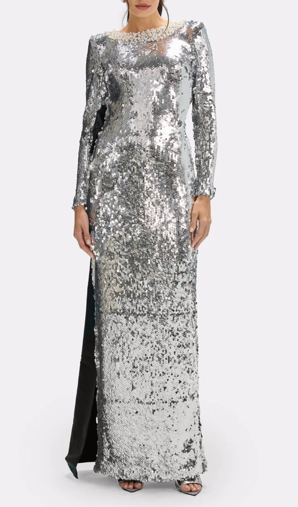 3394845f73632cd71b1603cf86f55988.jpg Fashionslee Women Jenesis Silver Sequin Bow Backless Maxi Dress