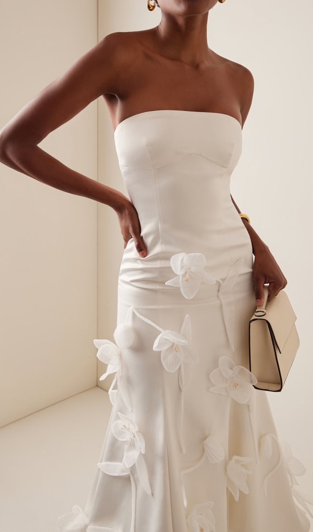 Fashionslee Women Echo White Strapless Flower Midi Dress