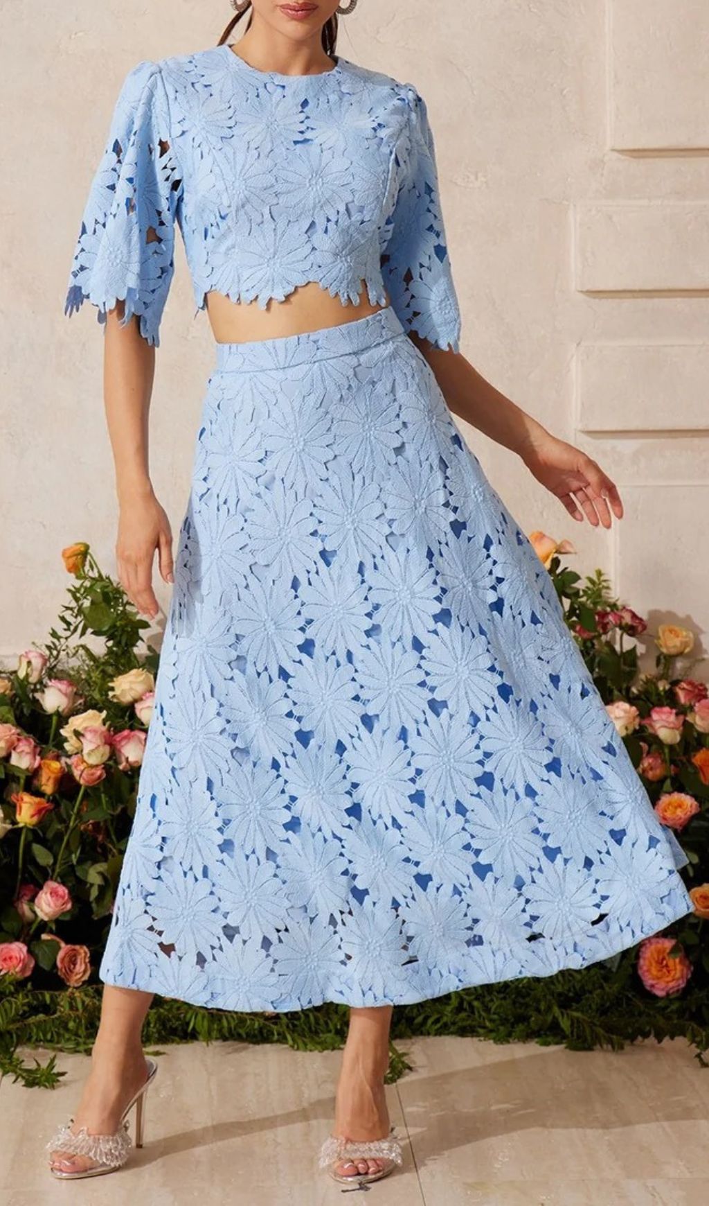 3421496dd29ac9855ae9277d70a299cc.jpg Fashionslee Women Zaelyth Floral Embroidered Skirt Set