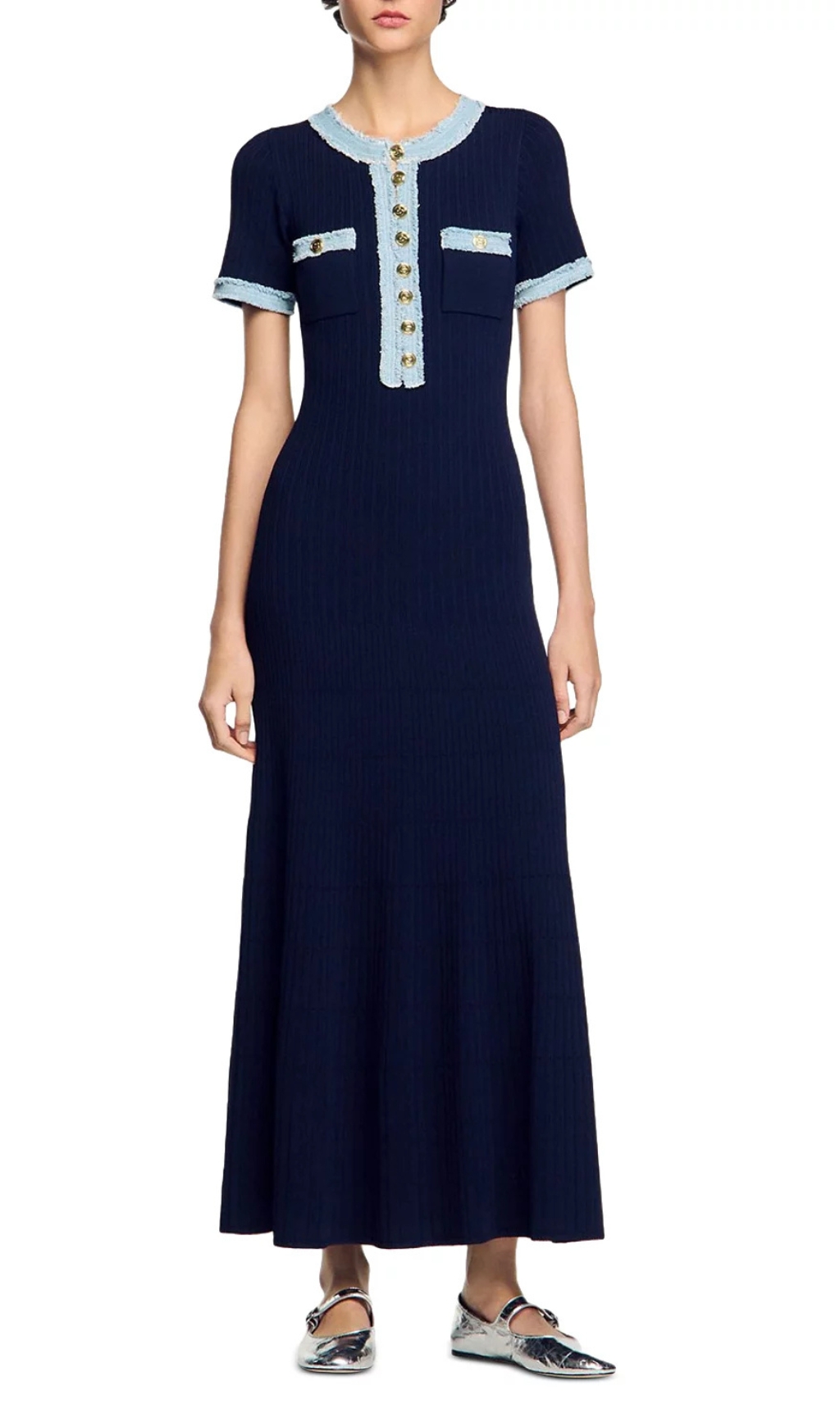 343e6dac43b7e9254157aba912e45d3d.jpg Fashionslee Women Knit & Denim Maxi Dress
