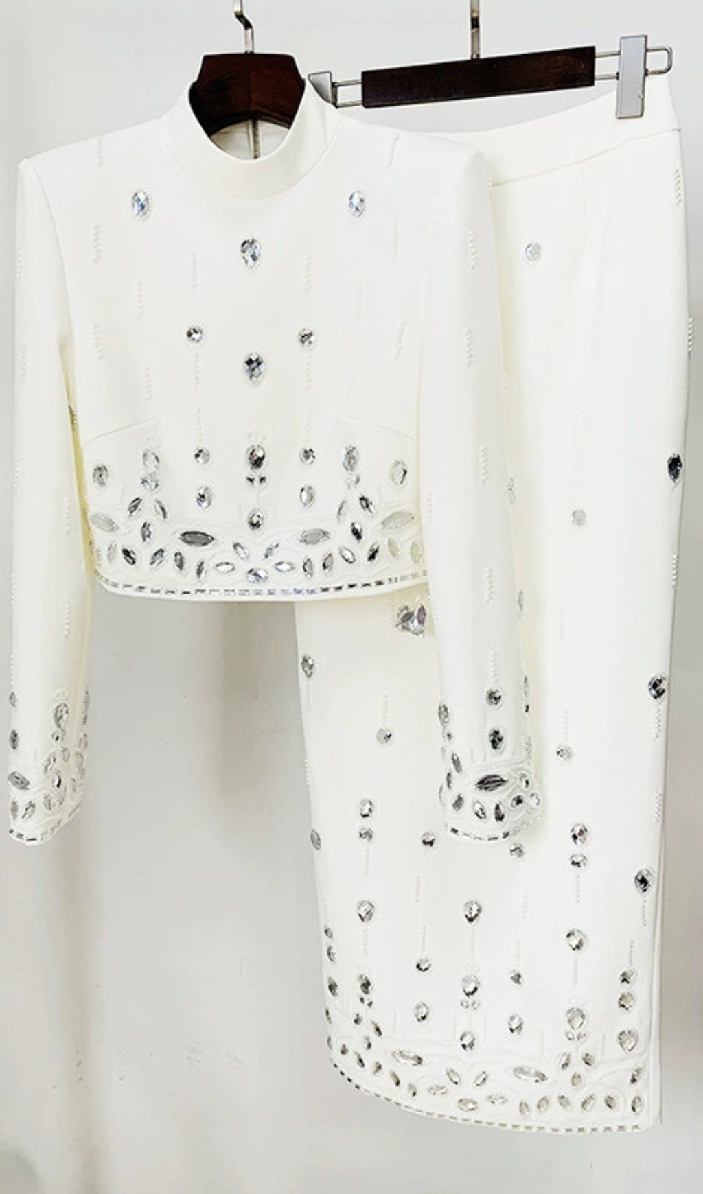 Fashionslee Women Dangola Rhinestone Long Sleeve Top & Maxi Skirt Set