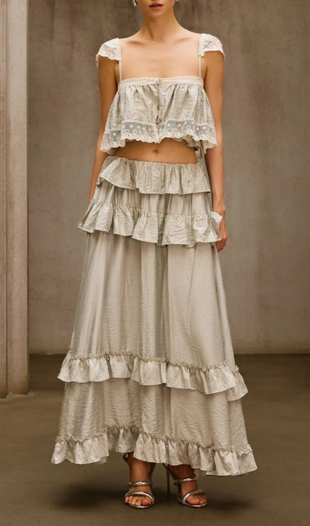 Fashionslee Women Relythic Ruffle Lace Skirt Set
