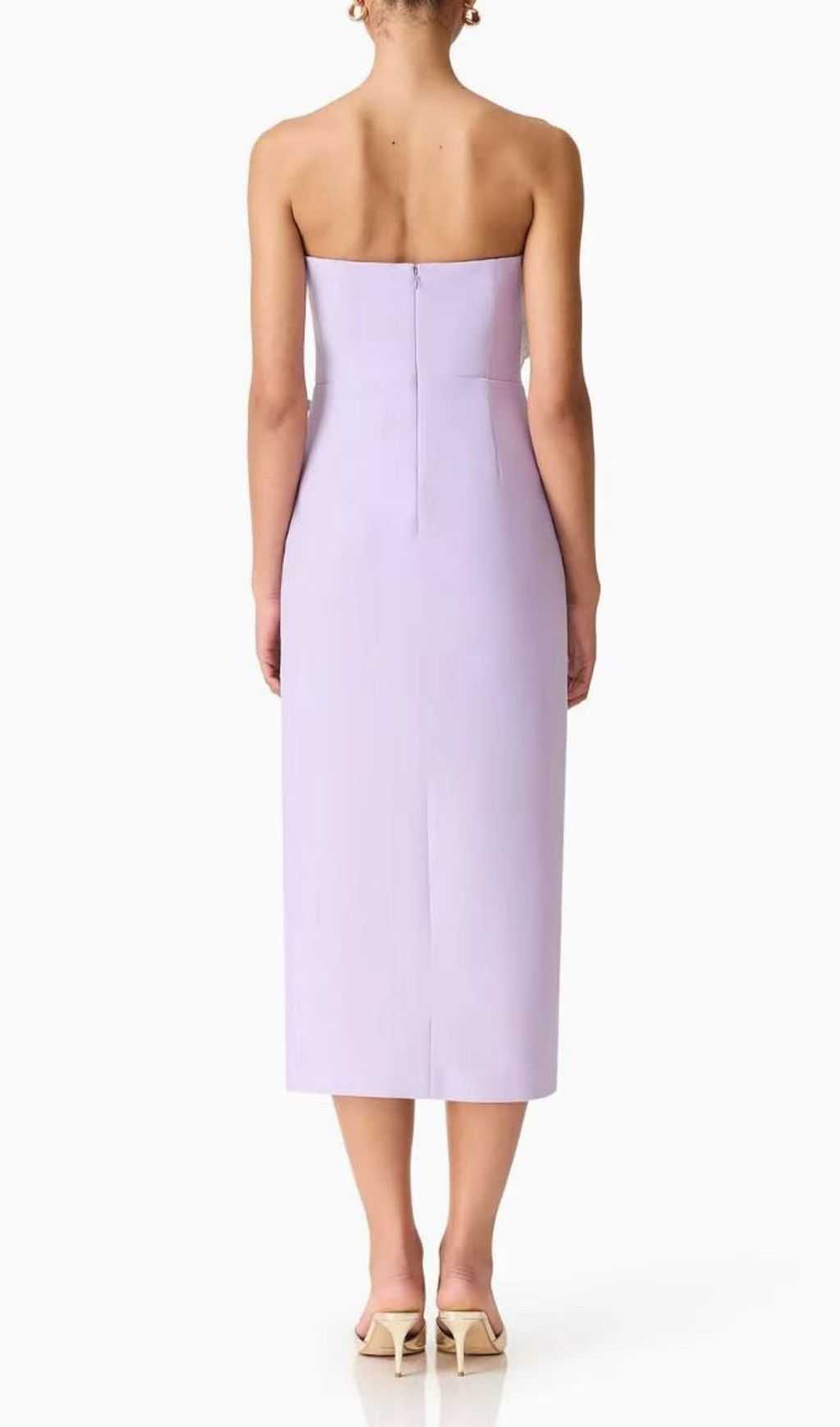 Fashionslee Women Kifle Purple Strapless Embroidery Flower Midi Dress