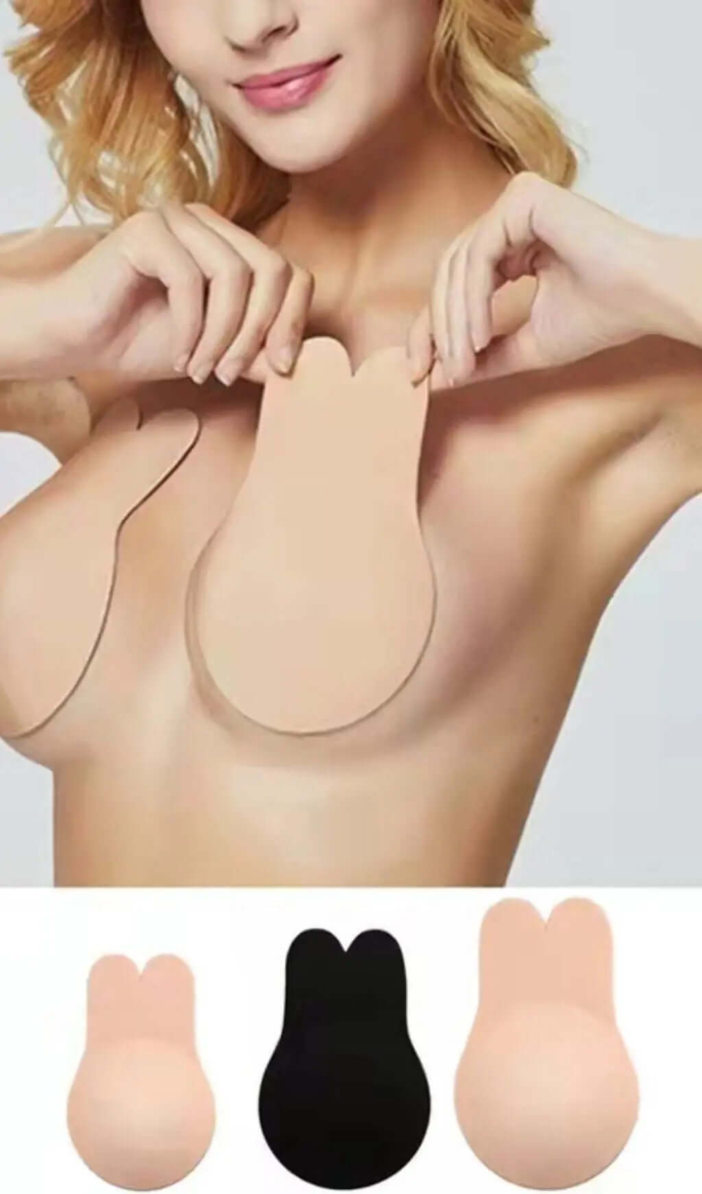 Fashionslee Women Sticky Invisible Backless Lift Breast Bra - Beige