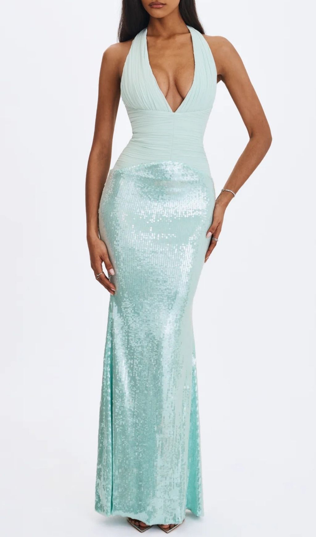 34c72194193fdfd3143f7f80e26f064c.jpg Fashionslee Women Kerra Mint Halter Sequin Maxi Dress