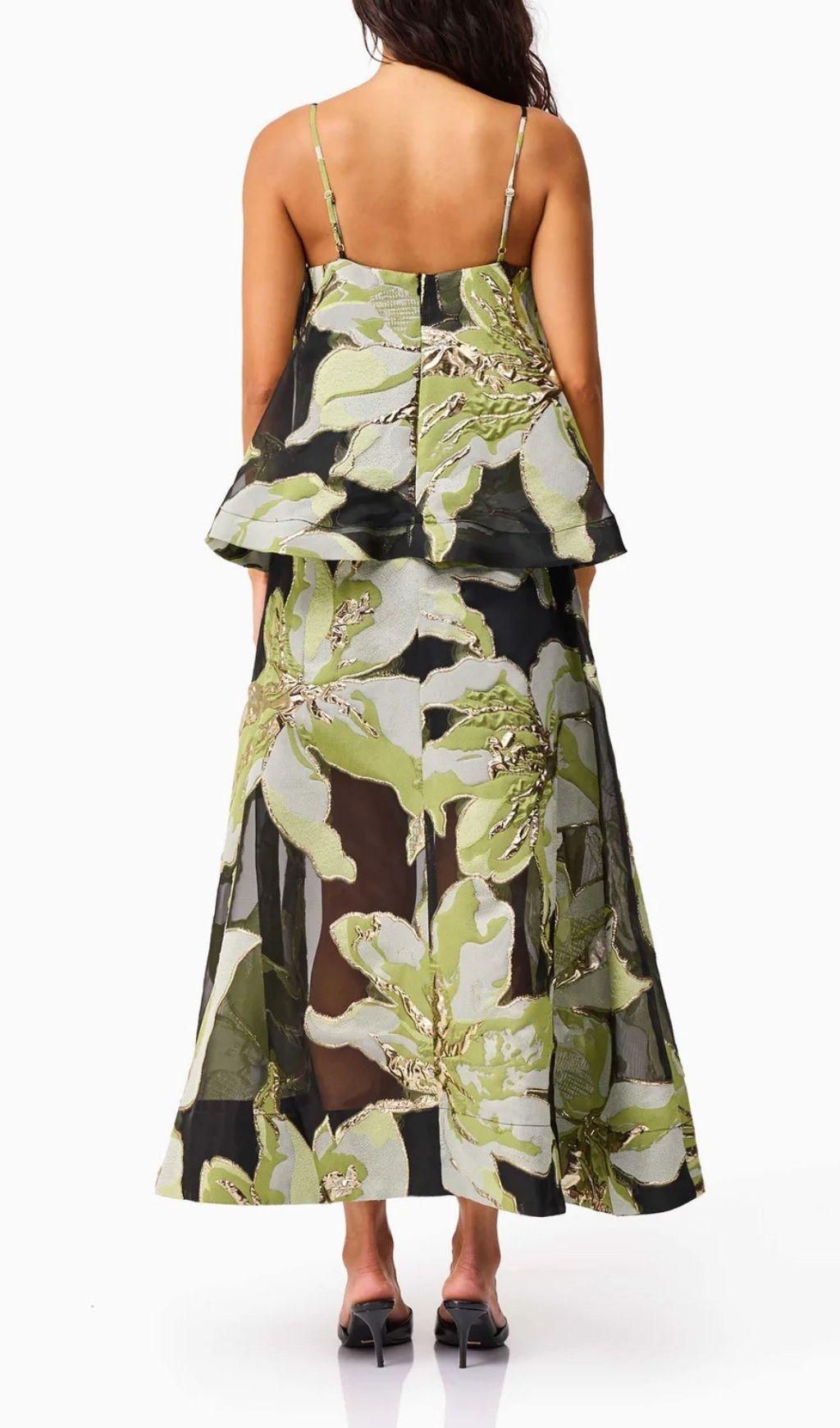 Fashionslee Women Kiden Green Strappy Floral Midi Dress
