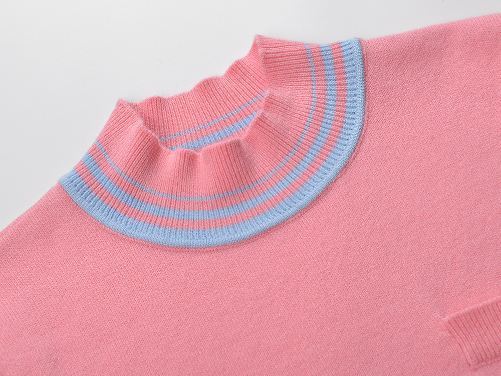 35063b74ab0eb83843697bff79909422.jpg Fashionslee Women Pink Contrast Stripe Knit Top