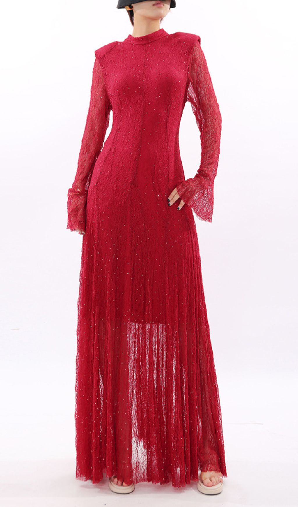 Fashionslee Women Janus Red Long Sleeve Maxi Dress