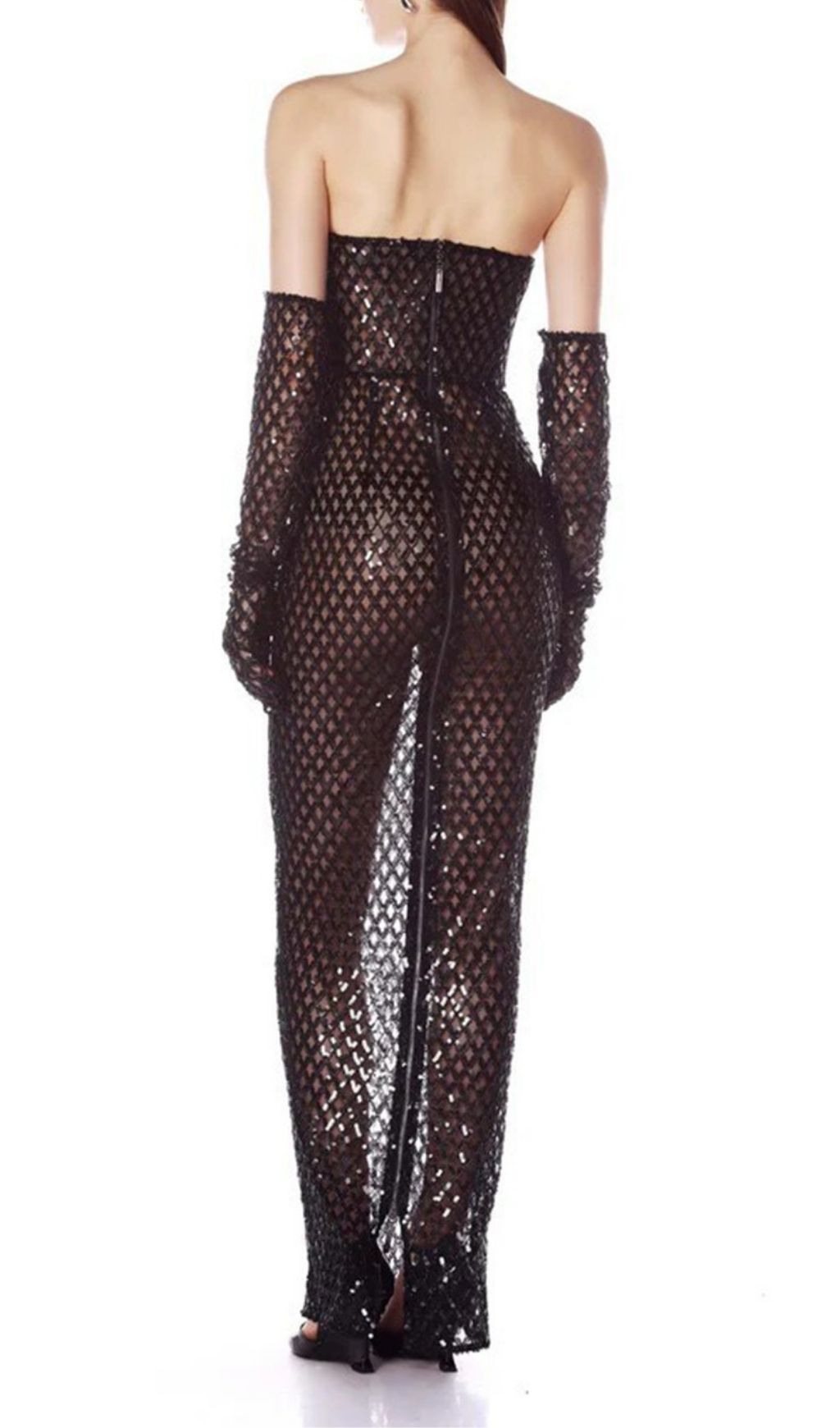 Fashionslee Women Kelda Black Strapless Bow Sequin Maxi Dress