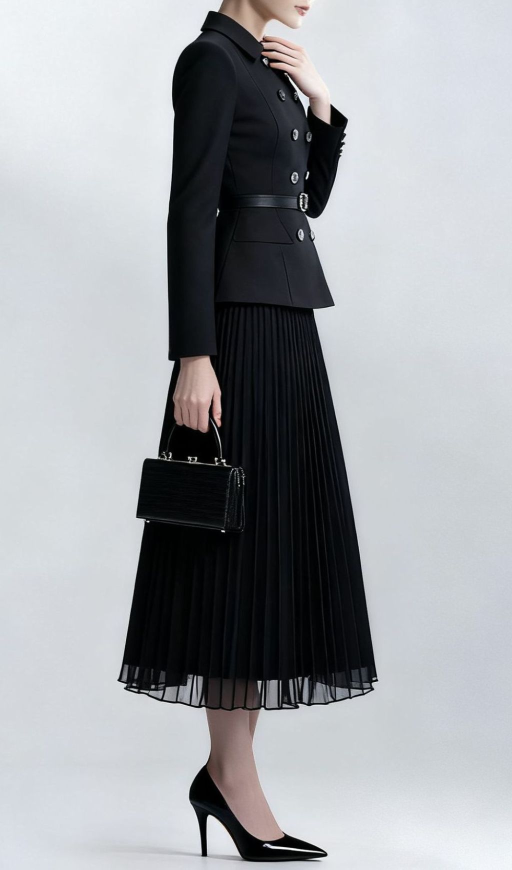 Fashionslee Women Julitta Black Long Sleeve Midi Dress