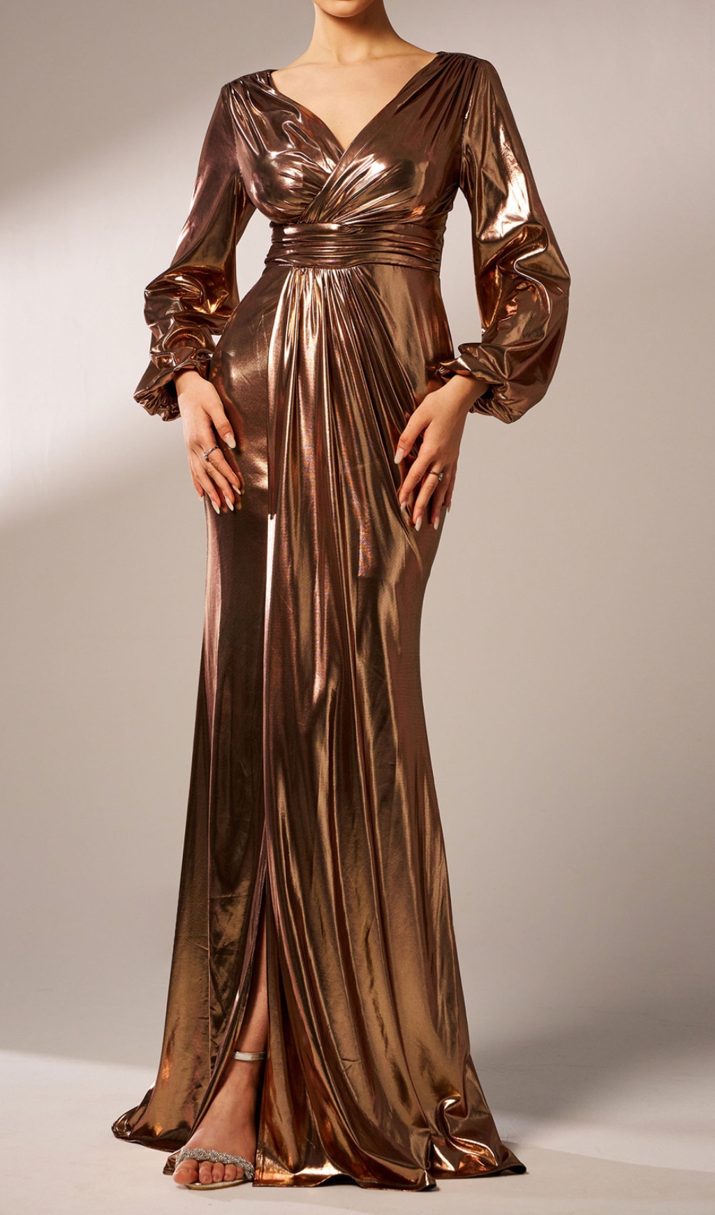 Fashionslee Women Craven Long Sleeve V-Neck Maxi Dress