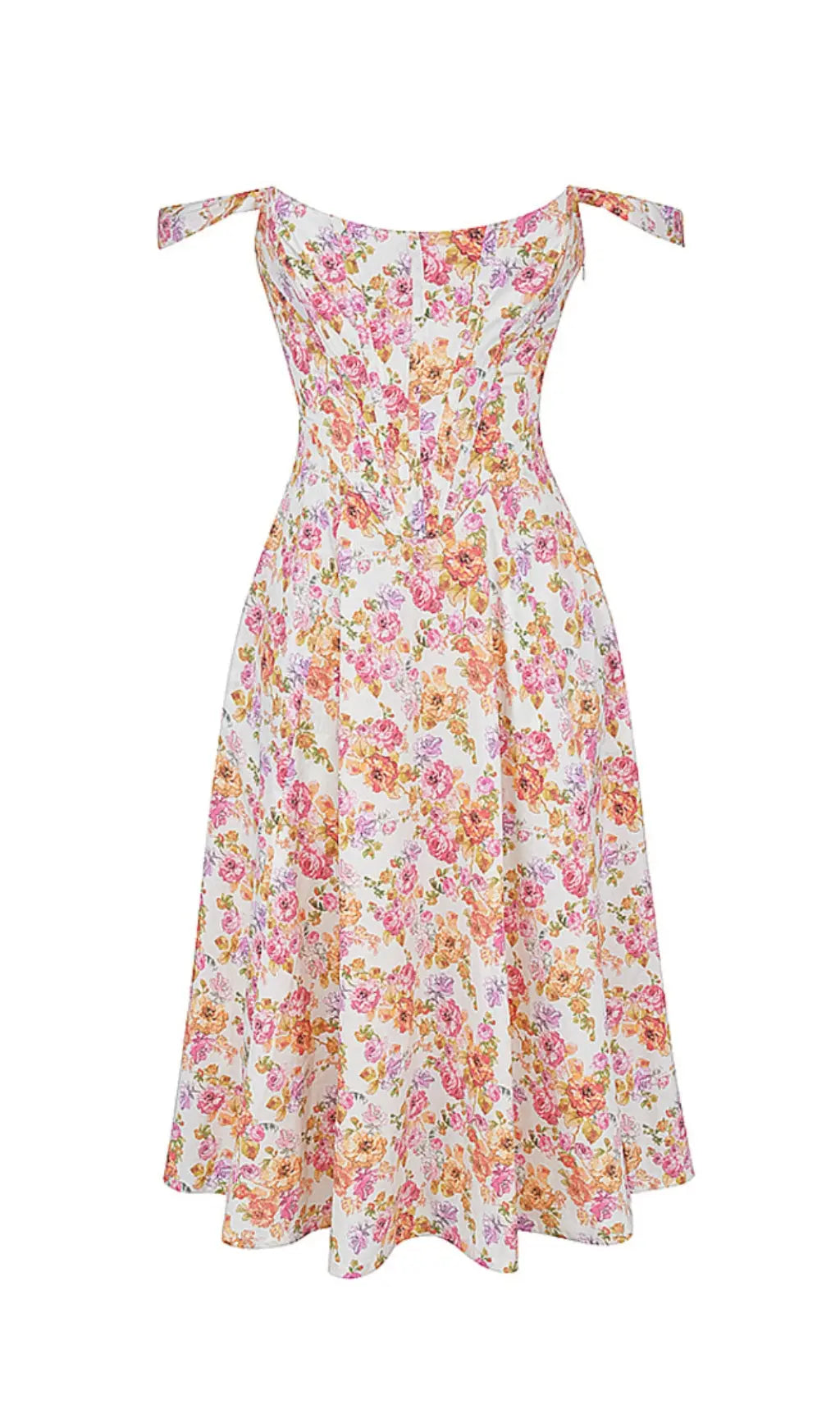 Fashionslee Women Ivory Floral Midi Sundress