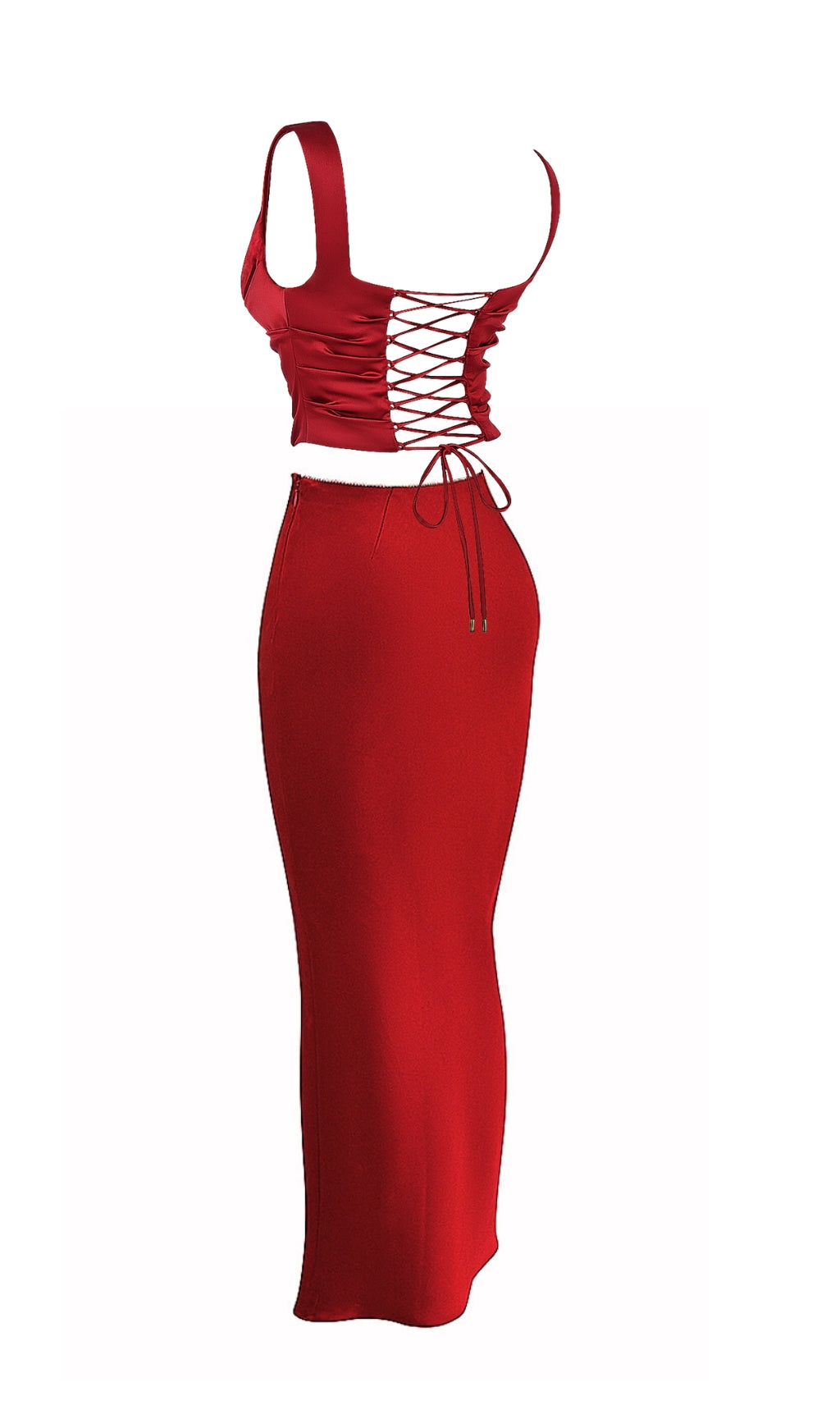 3577098c715d5b23883d8f9d64797b6d.jpeg Fashionslee Women Satin Ruched Two Pieces Set In Red