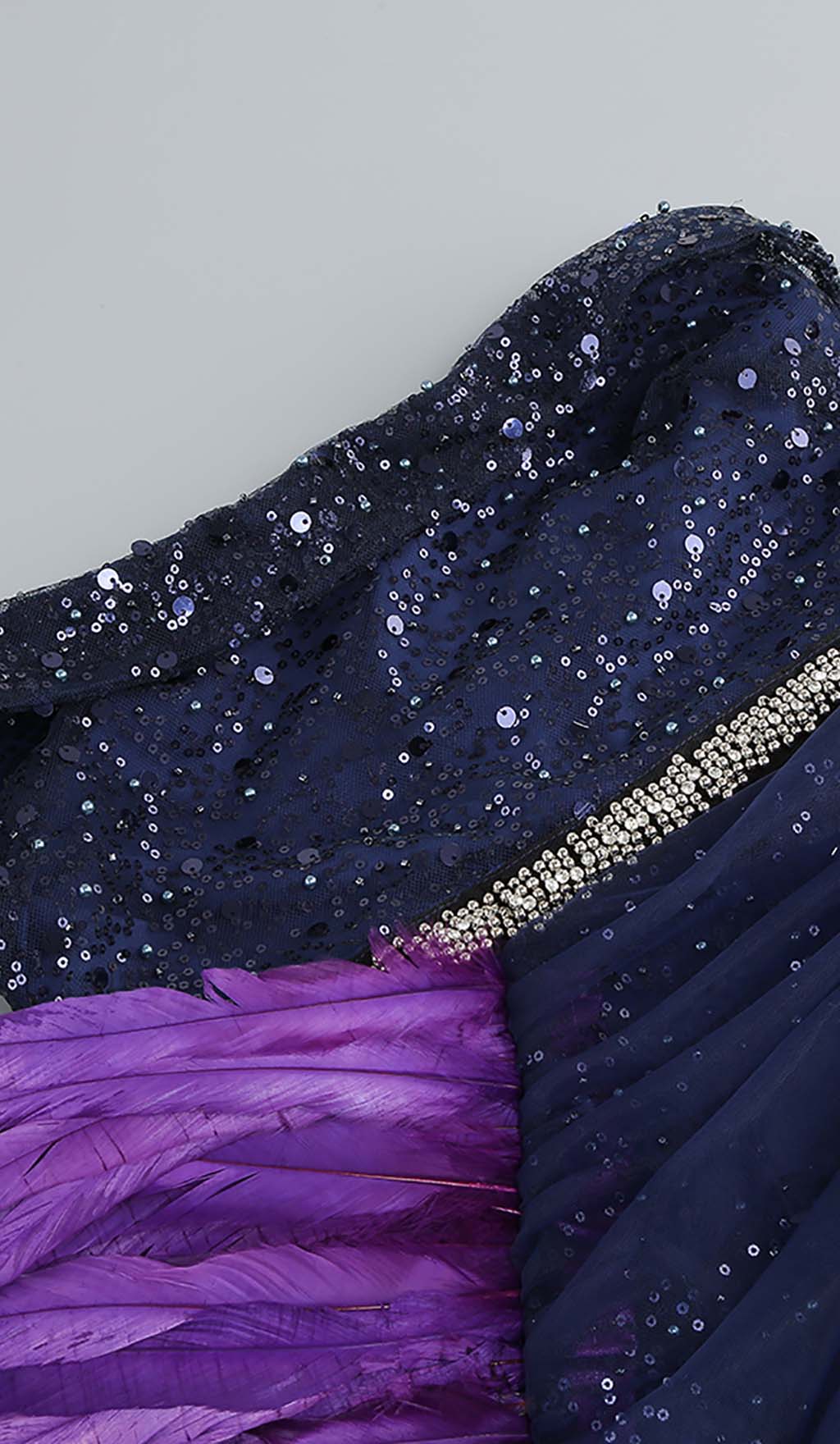 TRENDING PURPLE FEATHER MIDI DRESS - OWNCI TRENDING PURPLE FEATHER MIDI DRESS - OWNCI