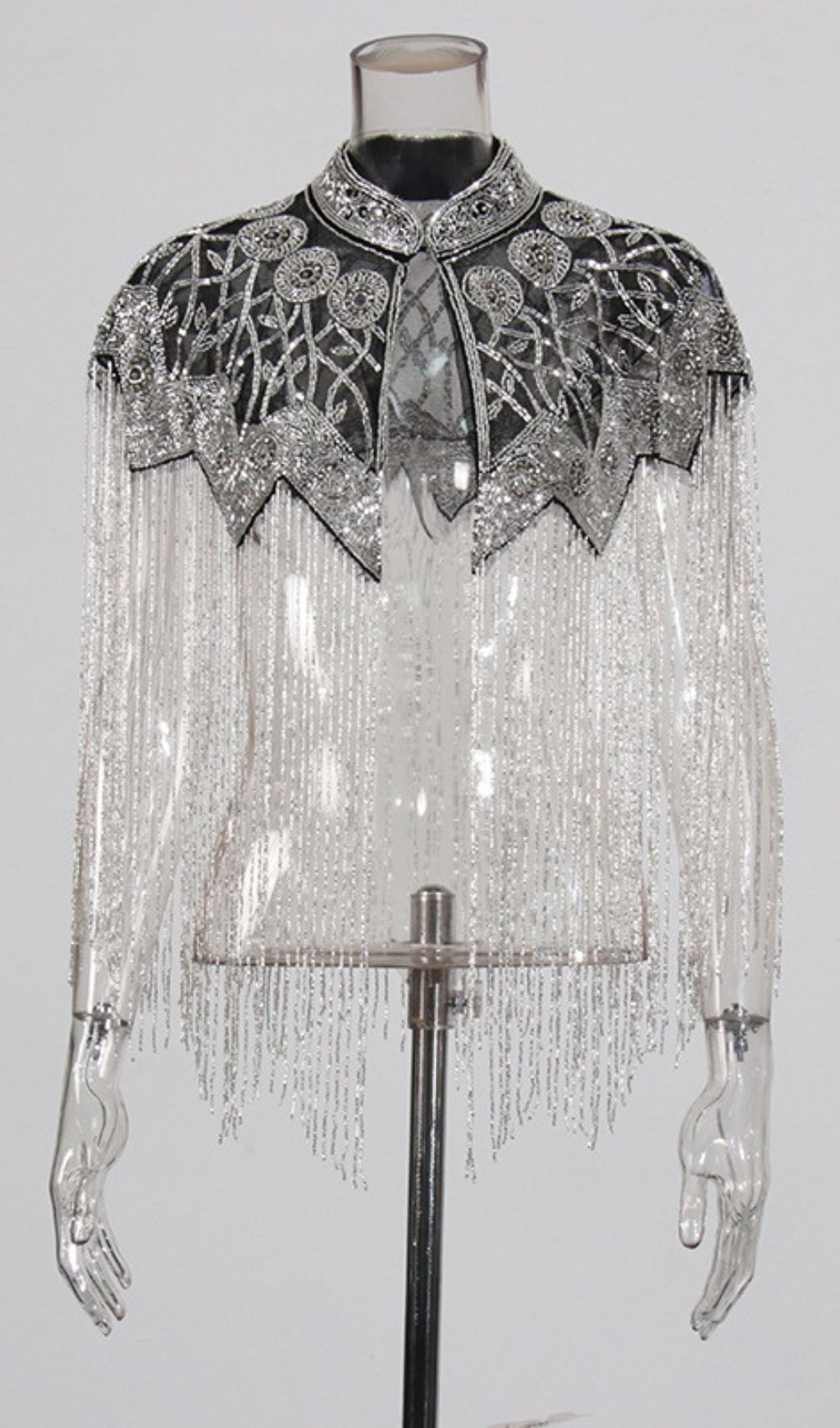 Fashionslee Women Idana Silver Beaded Fringed Shawl