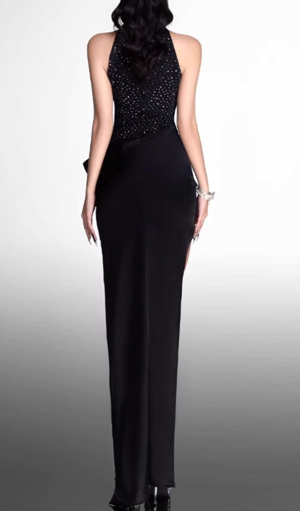 369195d9e2c5918f057a8f68dee074aa.jpg Fashionslee Women Ela Black Halter Flower Maxi Dress