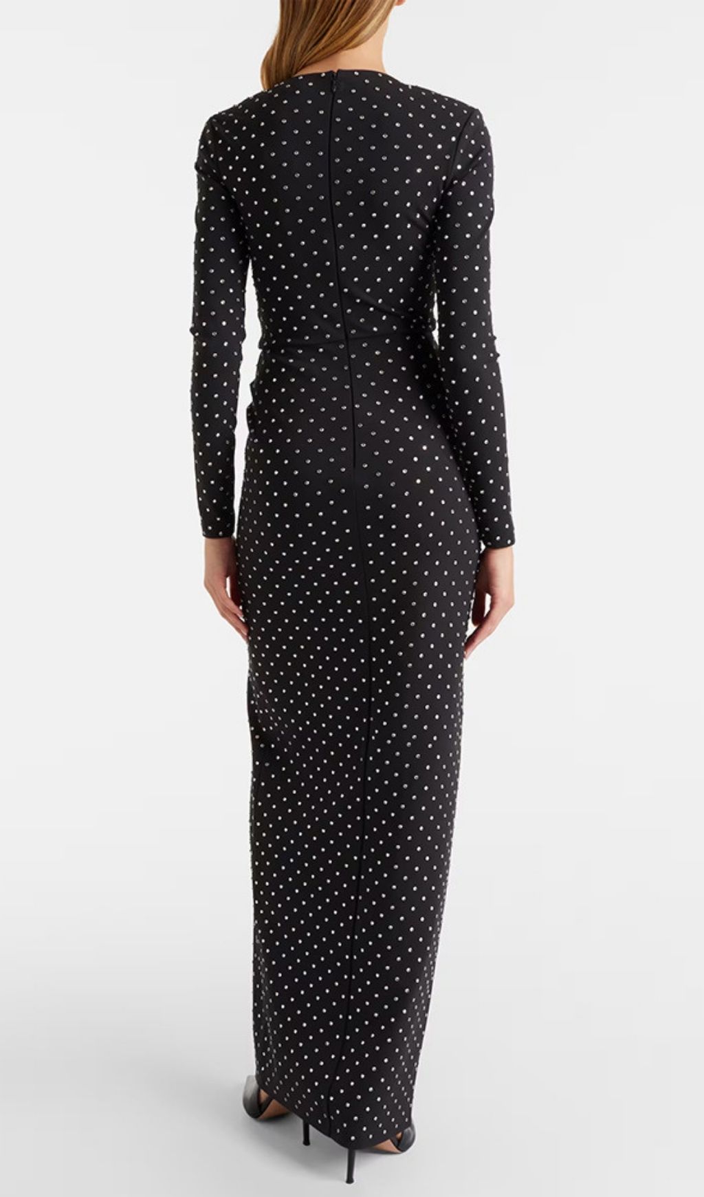 Fashionslee Women Kyria Black Diamante Long Sleeve Maxi Dress