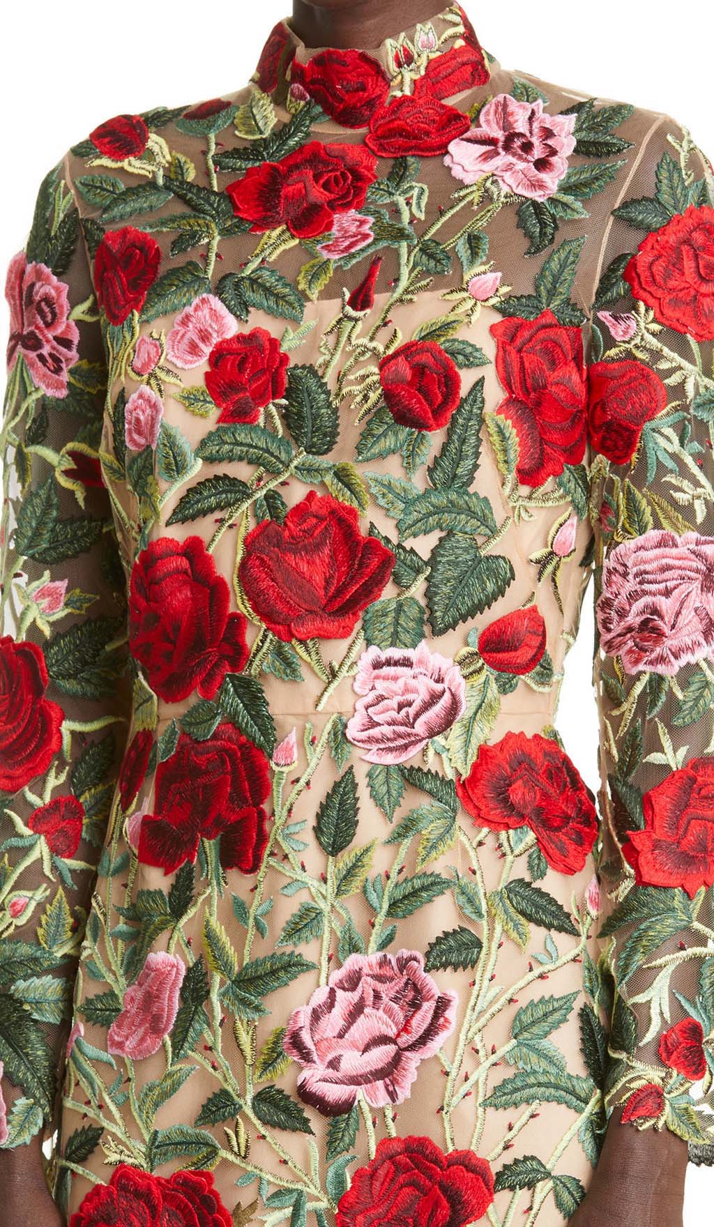 TRENDING FLORAL EMBROIDERY HIGH MINI DRESS - OWNCI