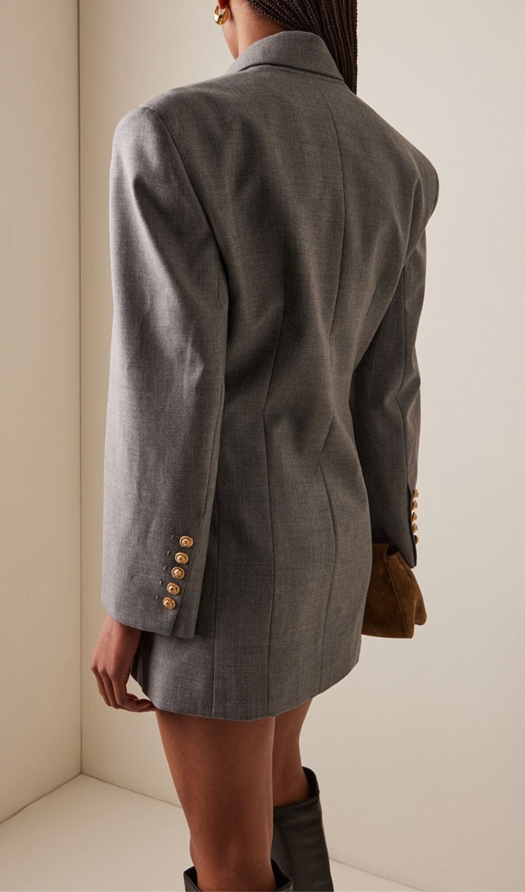 Fashionslee Women Kelechi Grey Ruched Blazer