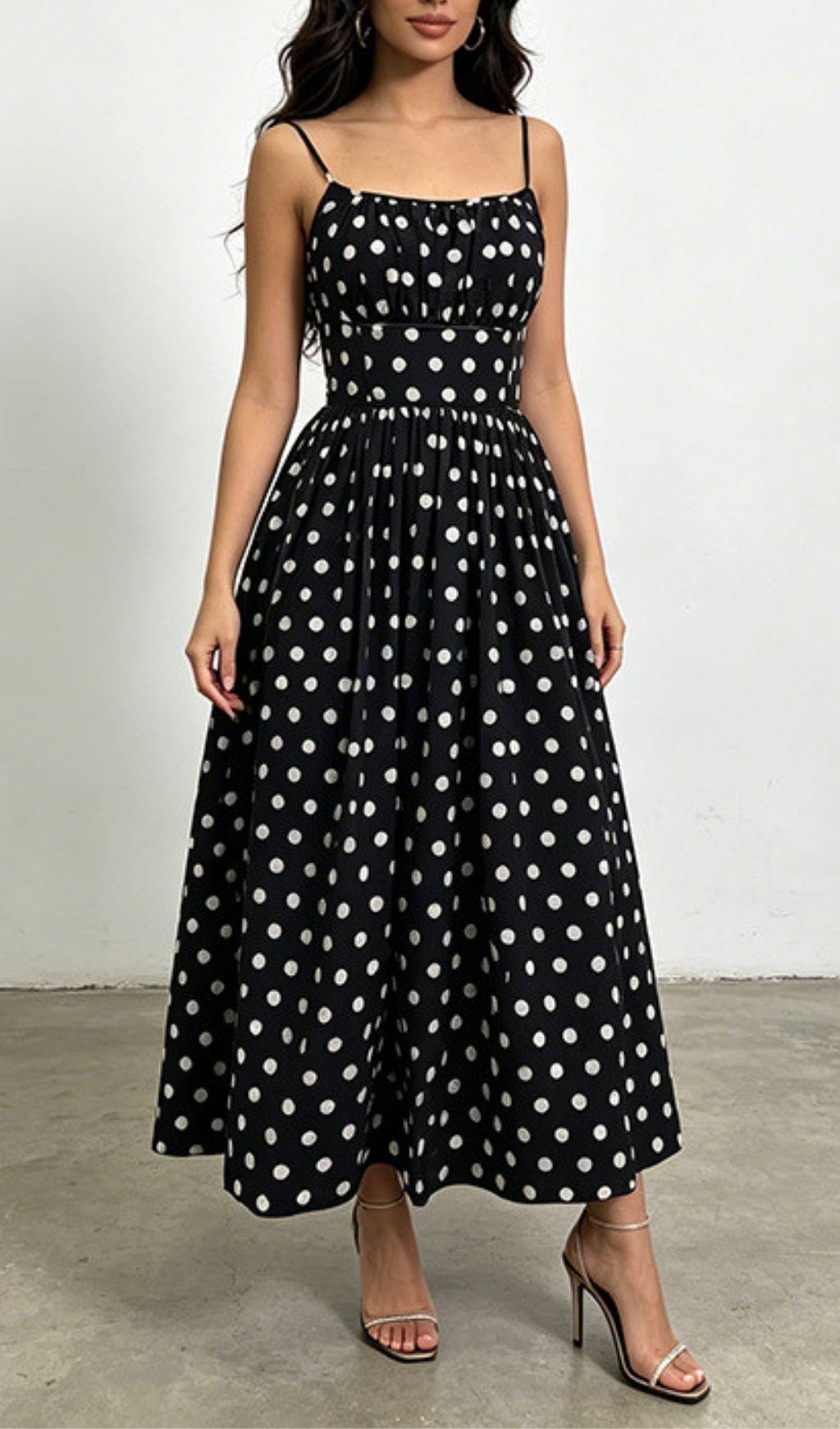 Fashionslee Women Klavdiya Strappy Dot Maxi Dress