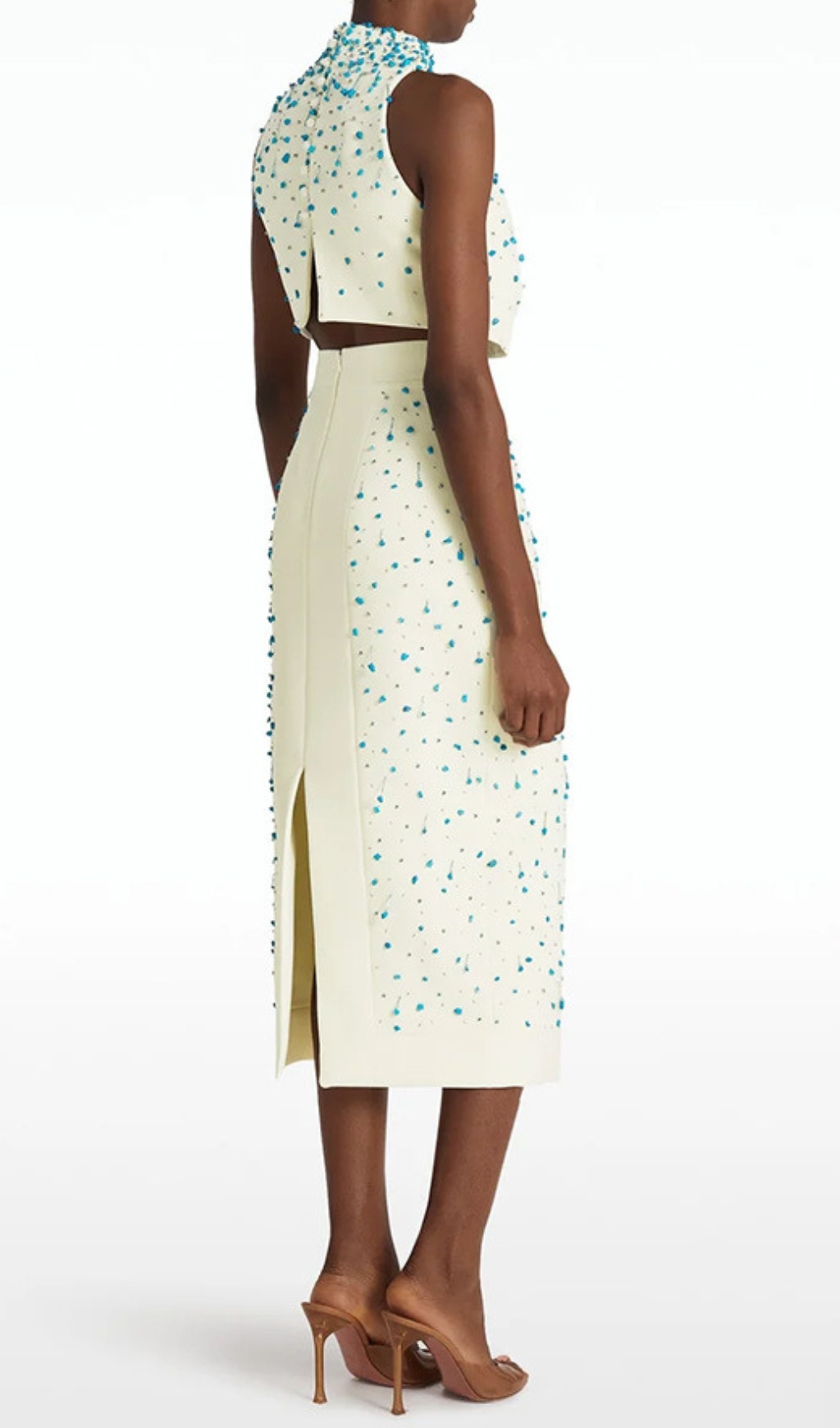 Fashionslee Women Danail Embellished Top & Midi Skirt