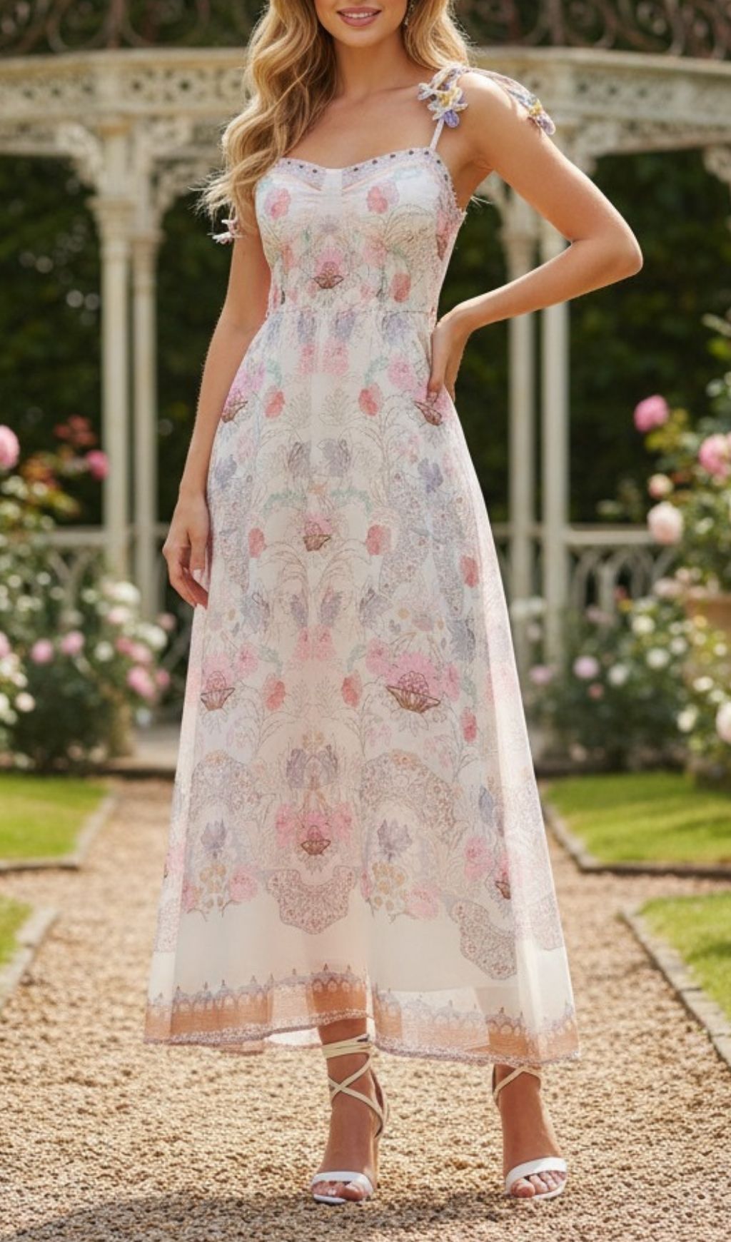 Fashionslee Women Karol Strappy Floral Maxi Dress