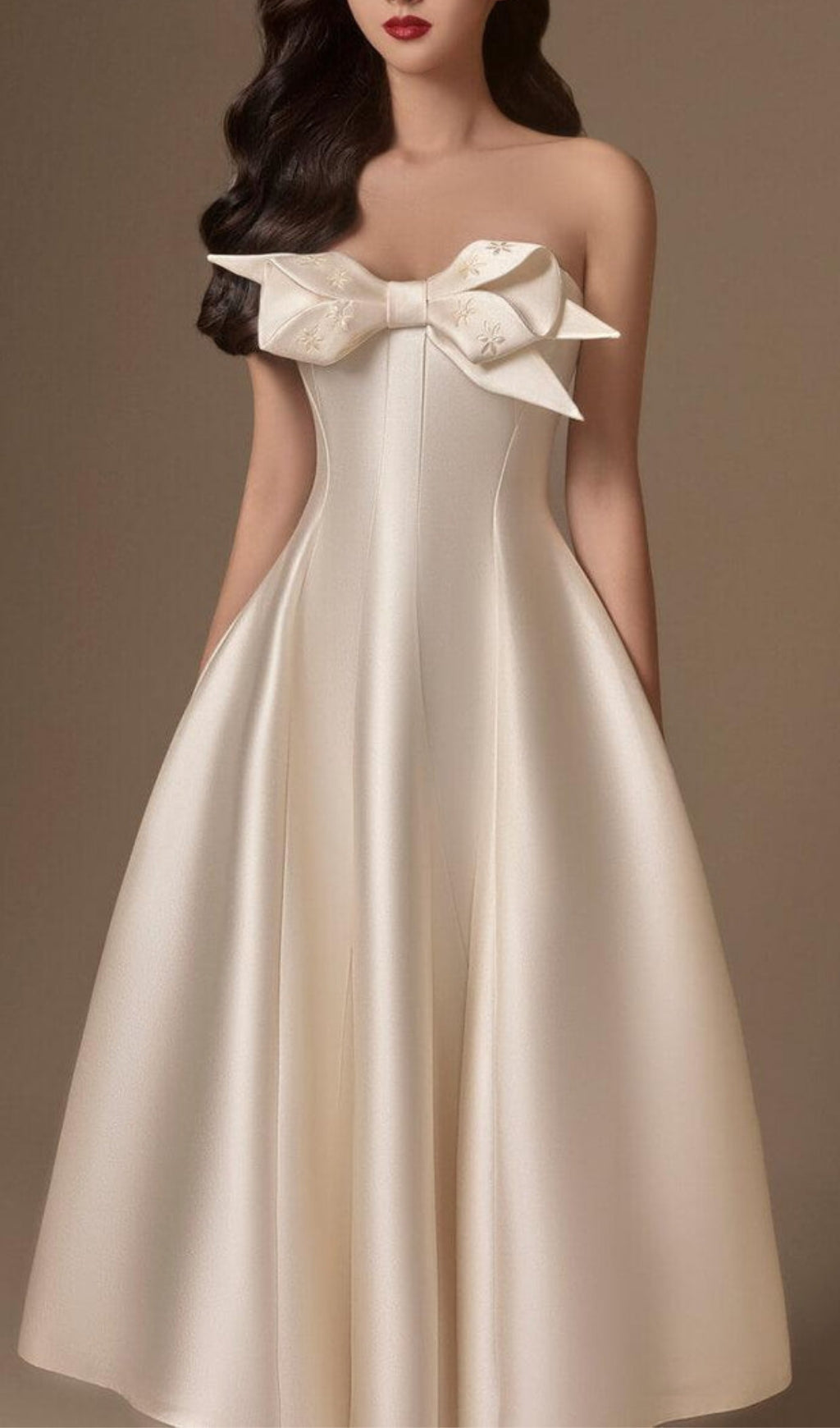 Fashionslee Women Avani Flared Semi-Heart Neck Taffeta Dress