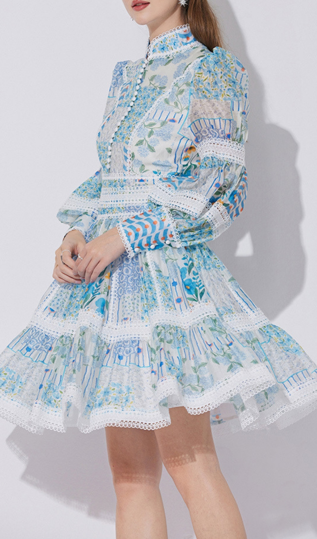 3733ca2630bda682401481e5cfc8ba29.jpg Fashionslee Women Erla Blue Floral Long Sleeve Mini Dress