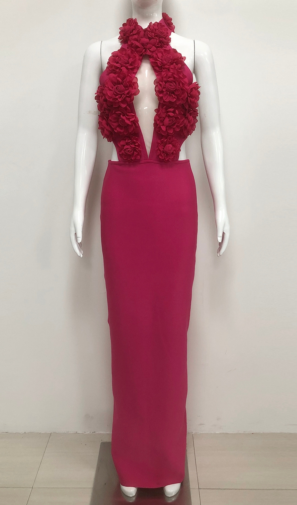 Fashionslee Women Eydie Halter Flower Bandage Maxi Dress