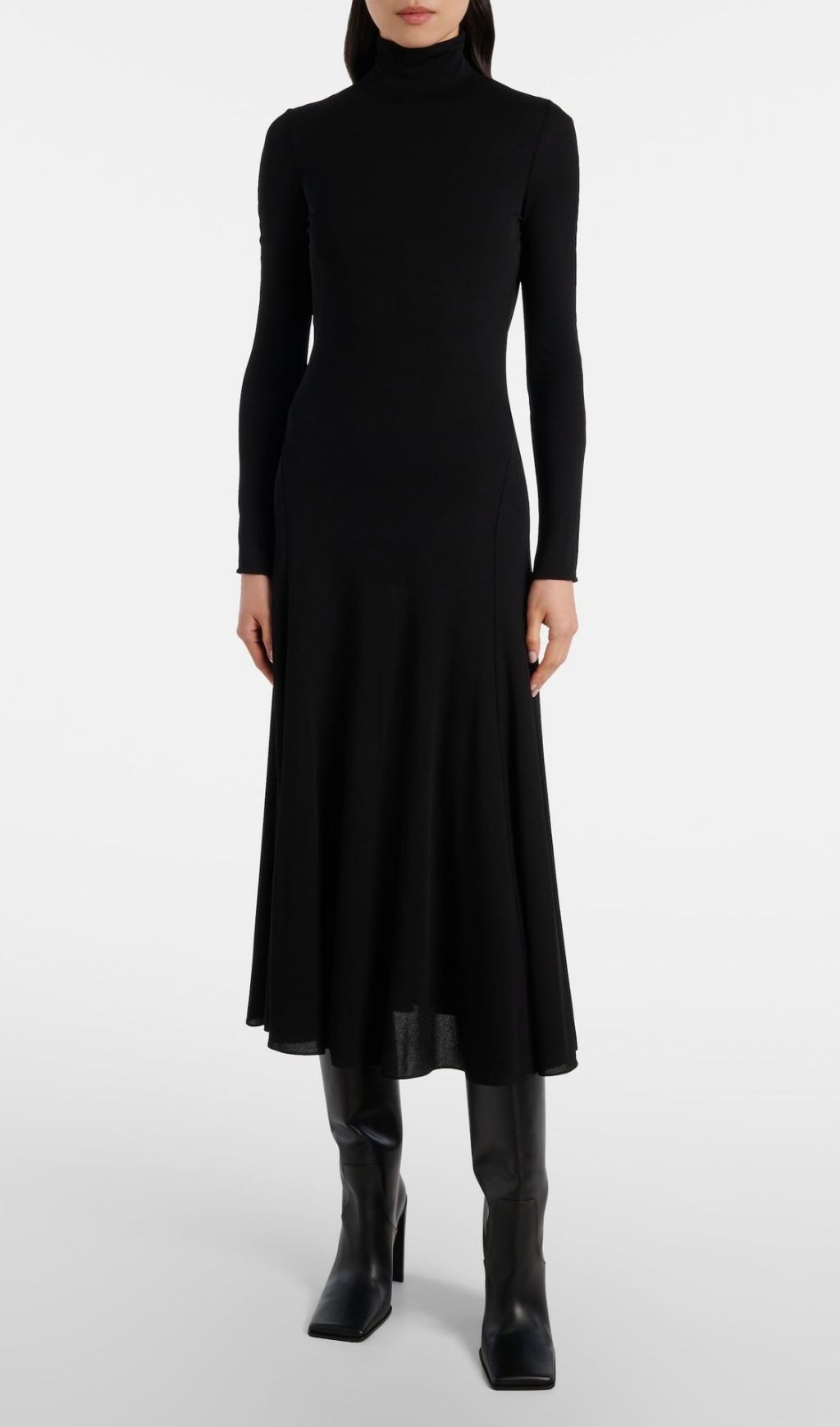 Fashionslee Women Katina Black Long Sleeve Heart Midi Dress