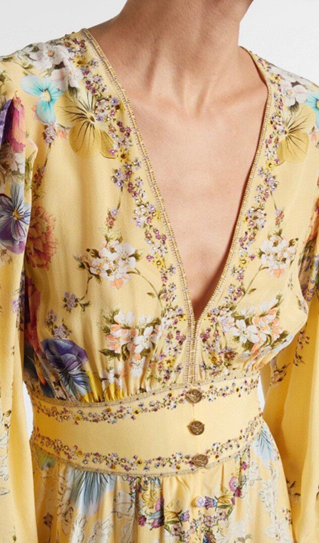 Fashionslee Women Kayli Yellow Floral Long Sleeve Maxi Dress