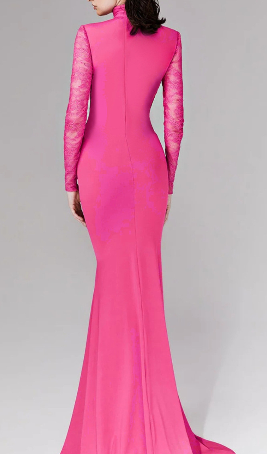 Fashionslee Women Christa Pink Long Sleeve Draped Gown