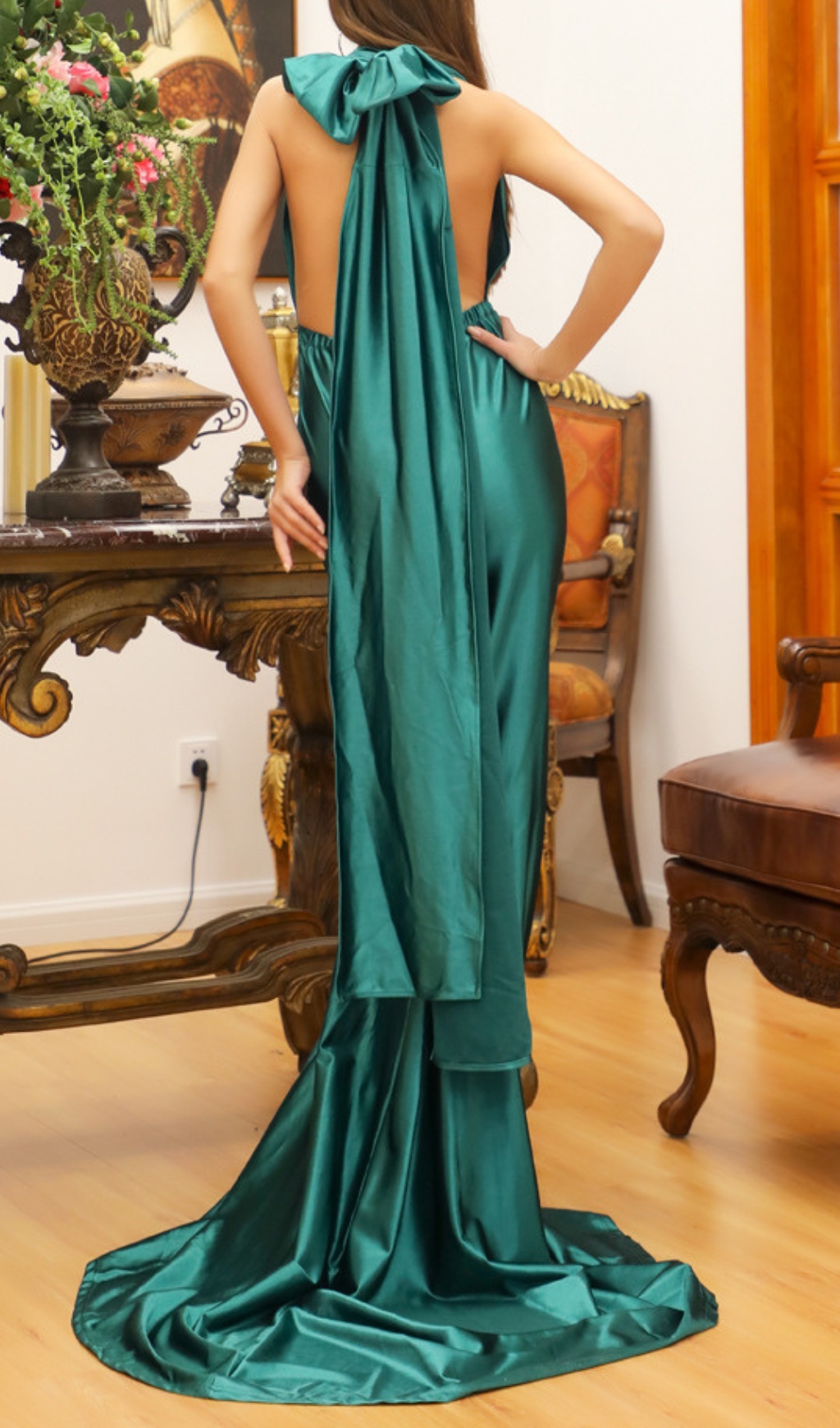 Fashionslee Women Celeste Halter Backless Maxi Dress