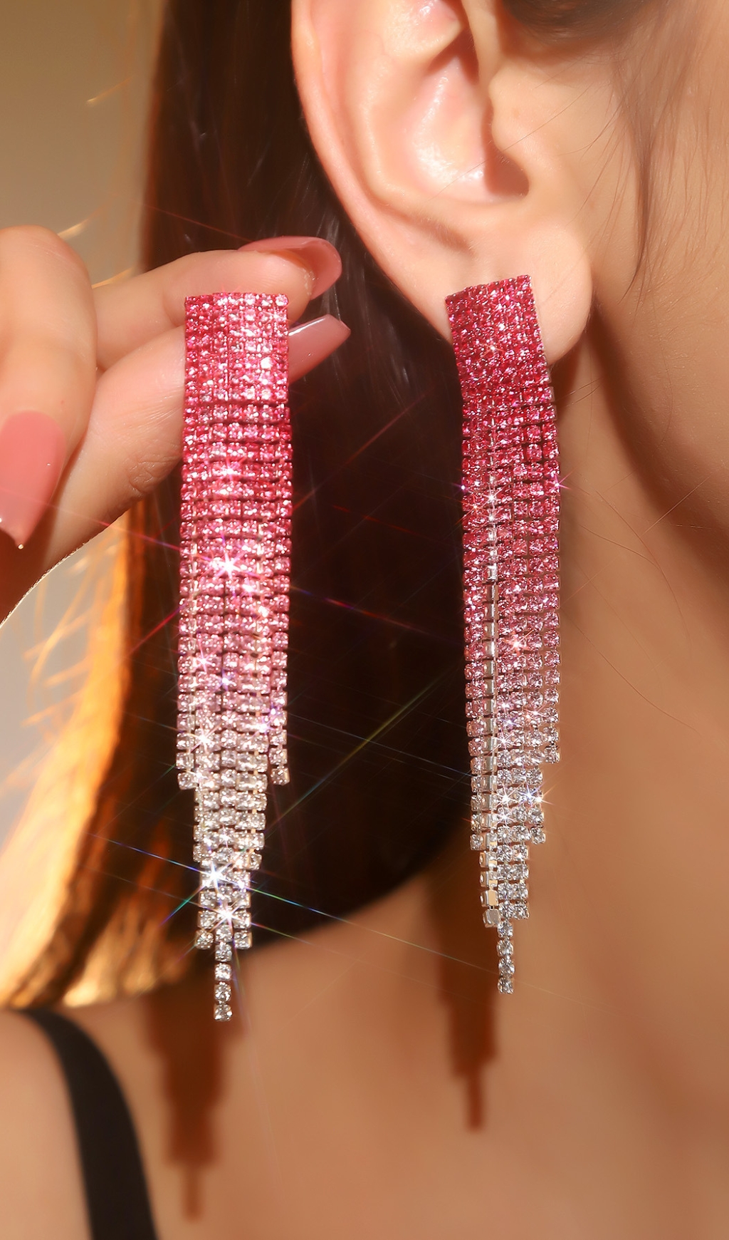 Fashionslee Women Deron Rhinestone Tassel Earrings