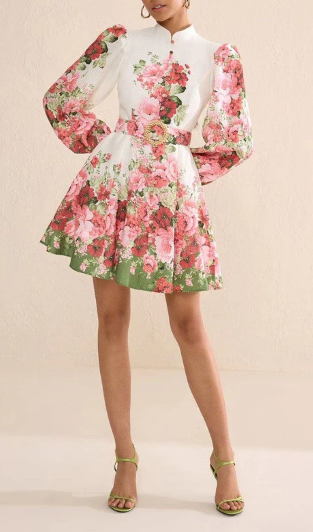 TRENDING MANDARIN COLLAR FLORAL MINI DRESS - OWNCI