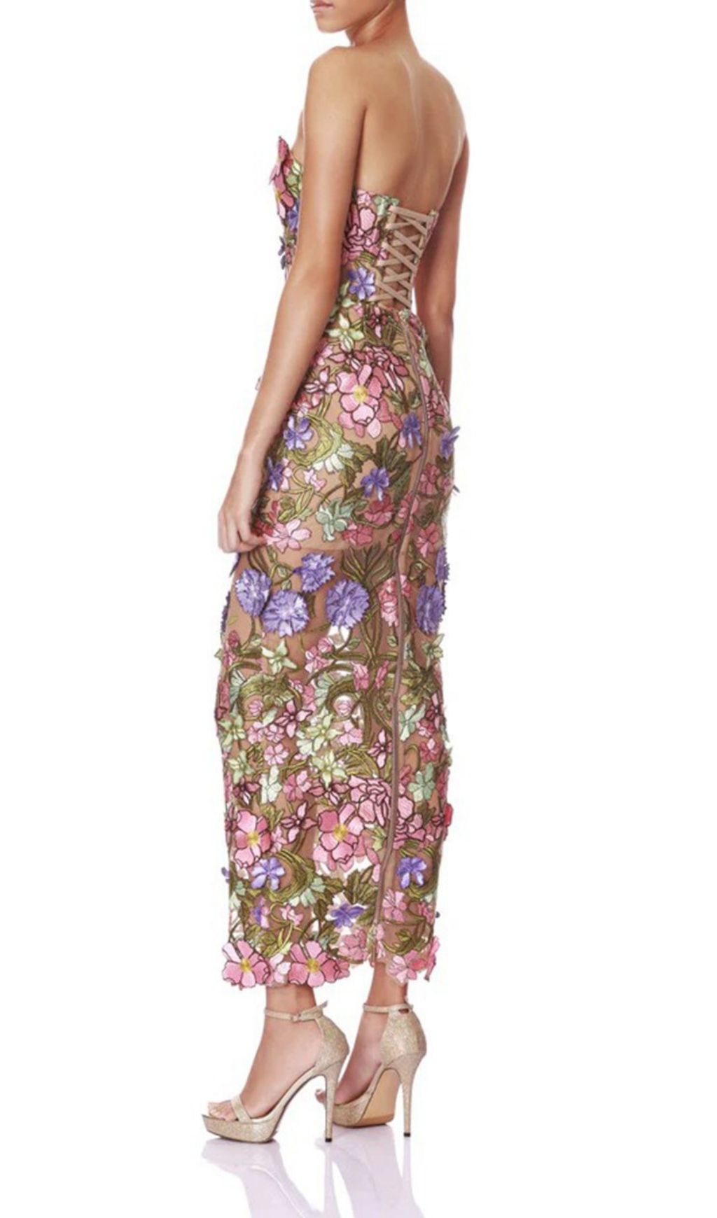 Fashionslee Women Kasey Strapless Flower Embroidery Maxi Dress