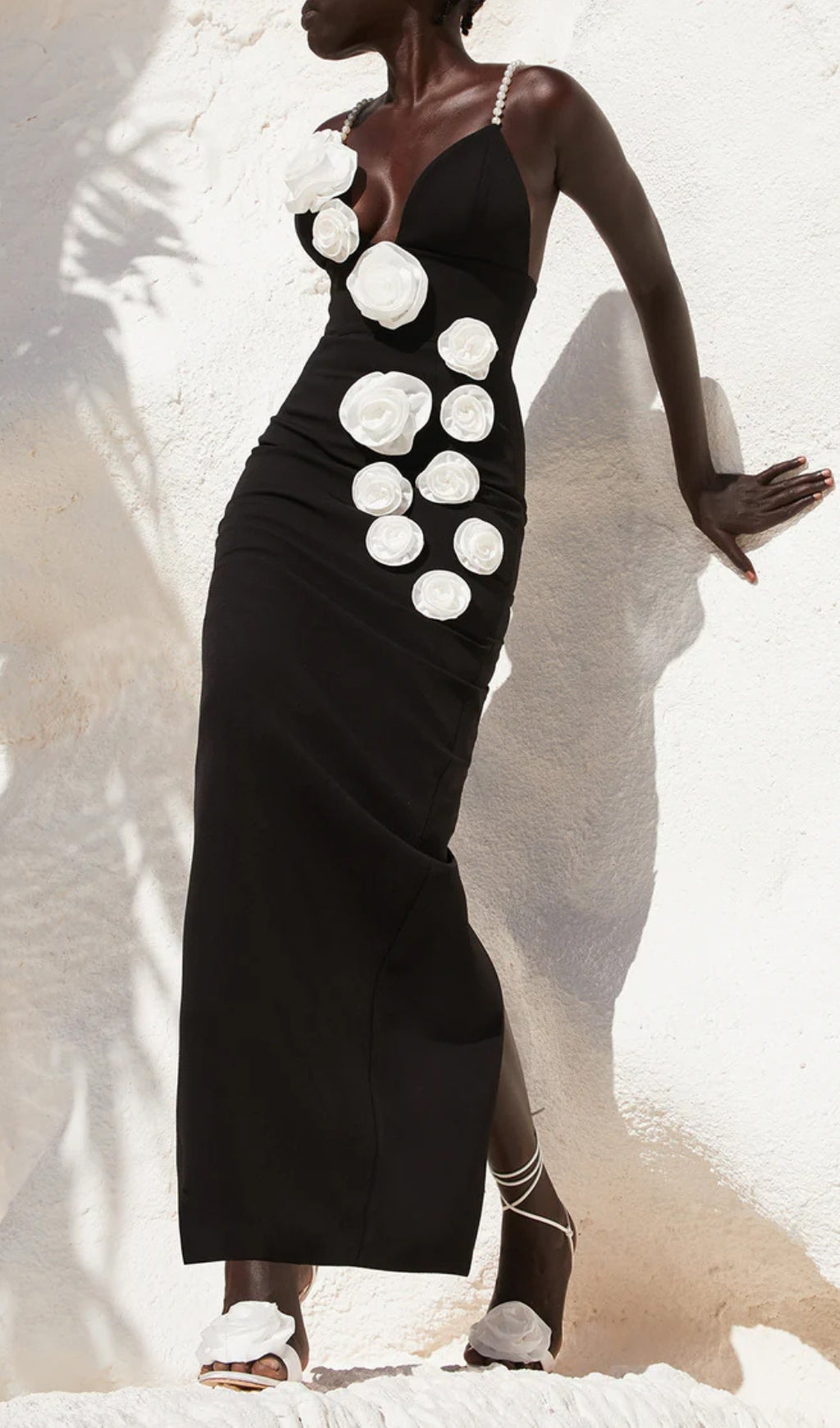 Fashionslee Women Alanna 3D Flowee Pearl Maxi Dress