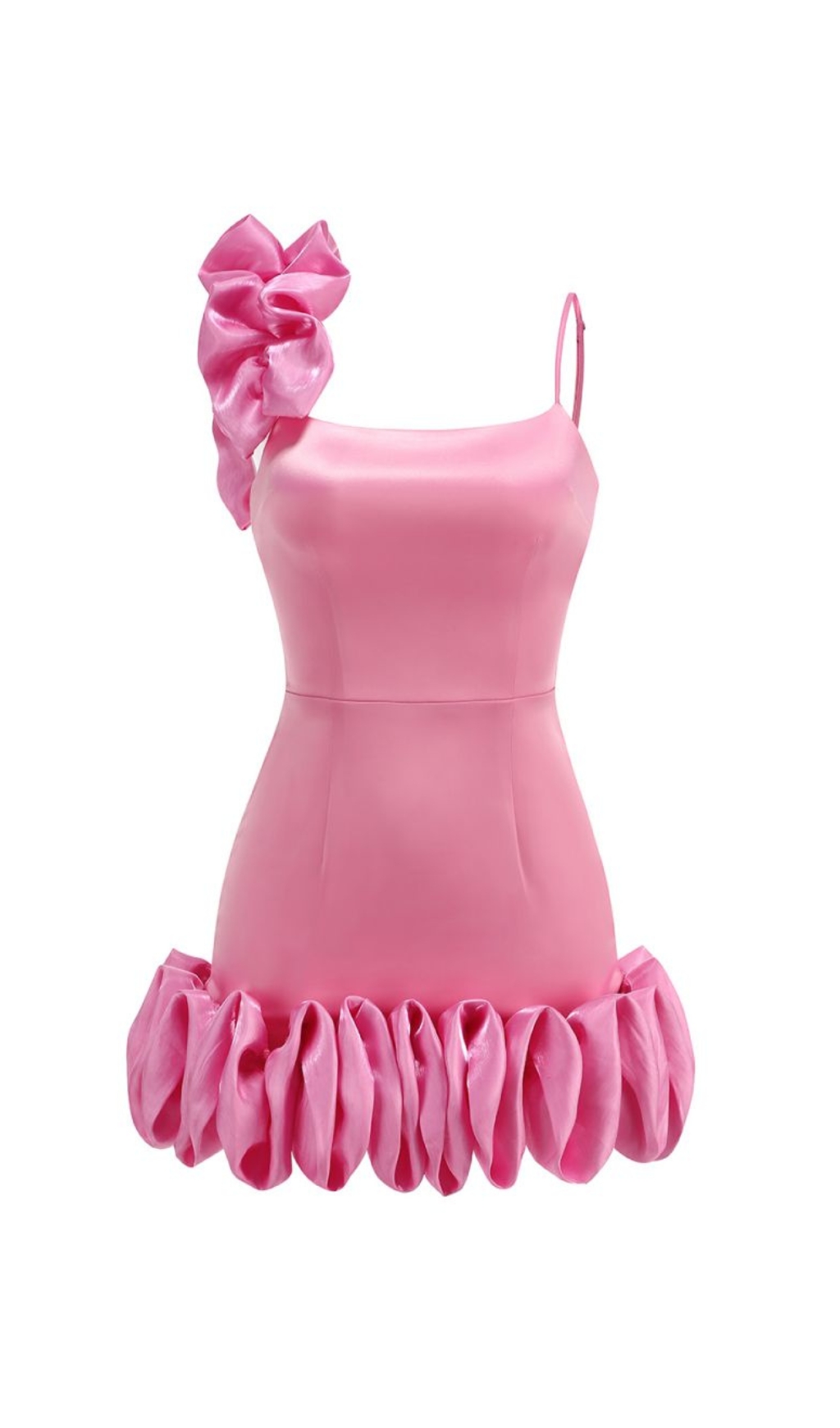 Fashionslee Women Bari Pink Ruffle Detail Mini Dress
