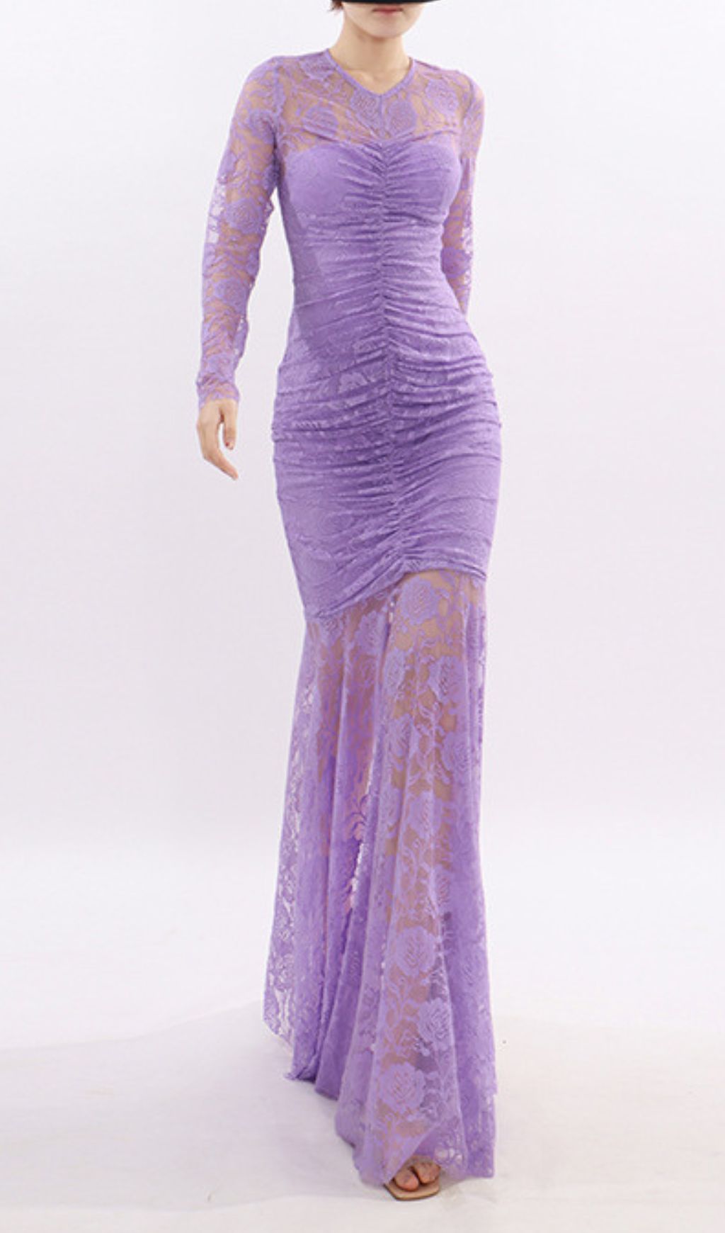 Fashionslee Women Kacey Purple Lace Long Sleeve Maxi Dress
