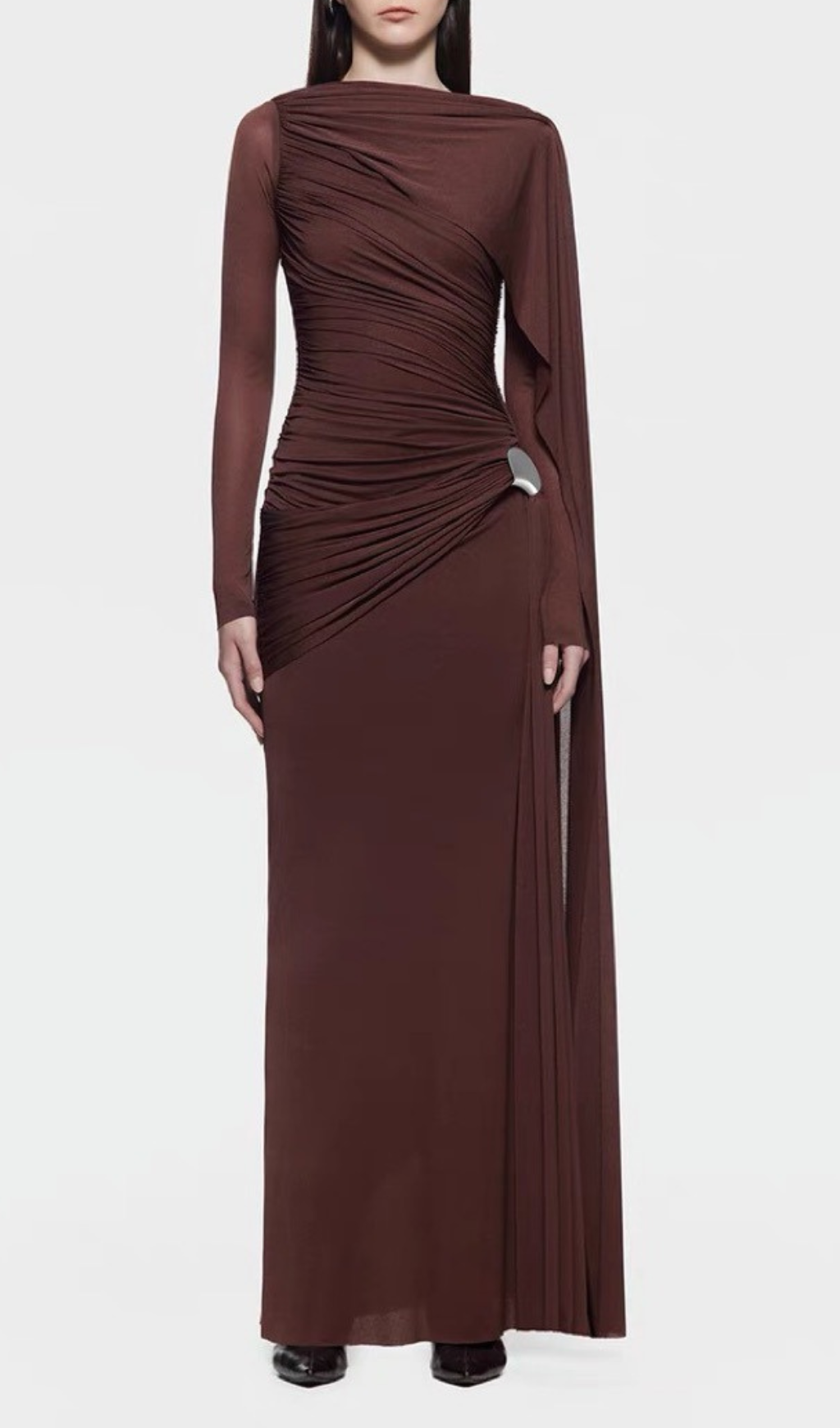 382dfdb8bb1077a3f054472fa440c6c8.png Fashionslee Women Hanayo Ruched Long Sleeve Maxi Dress