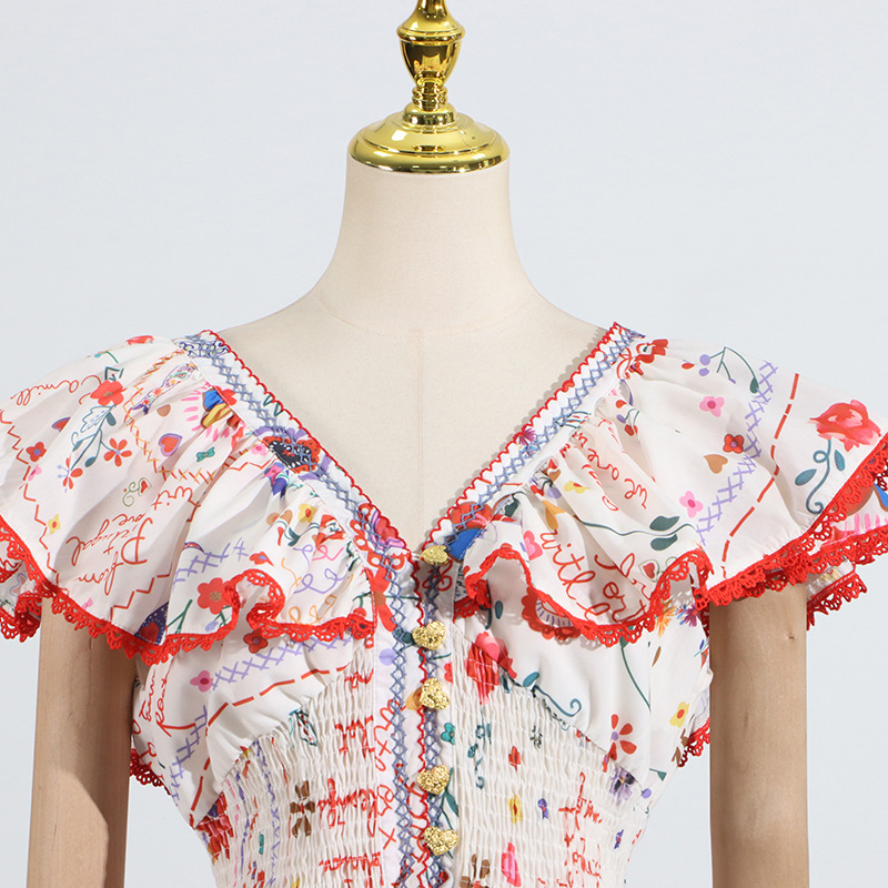 38979b445a8c1c687a7fea28f3a8157a.jpg Fashionslee Women Gelsey Printed V-Neck Mini Dress