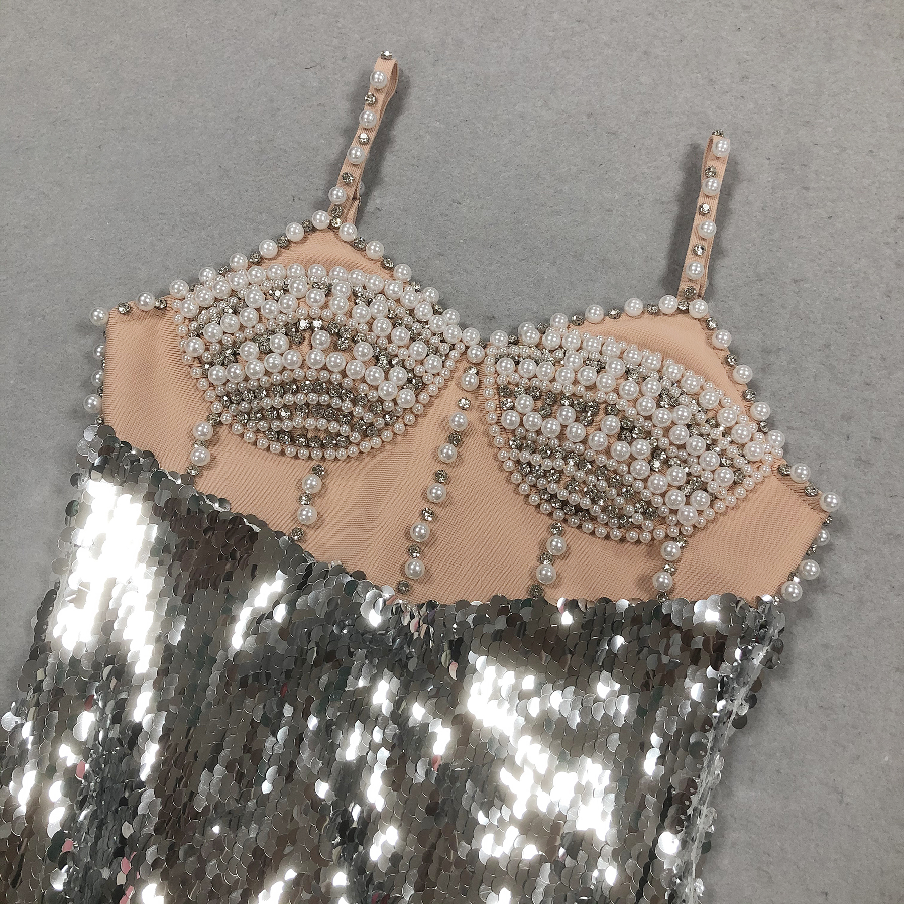 VINTAGE BEADED SEQUIN MIDI DRESS - OWNCI