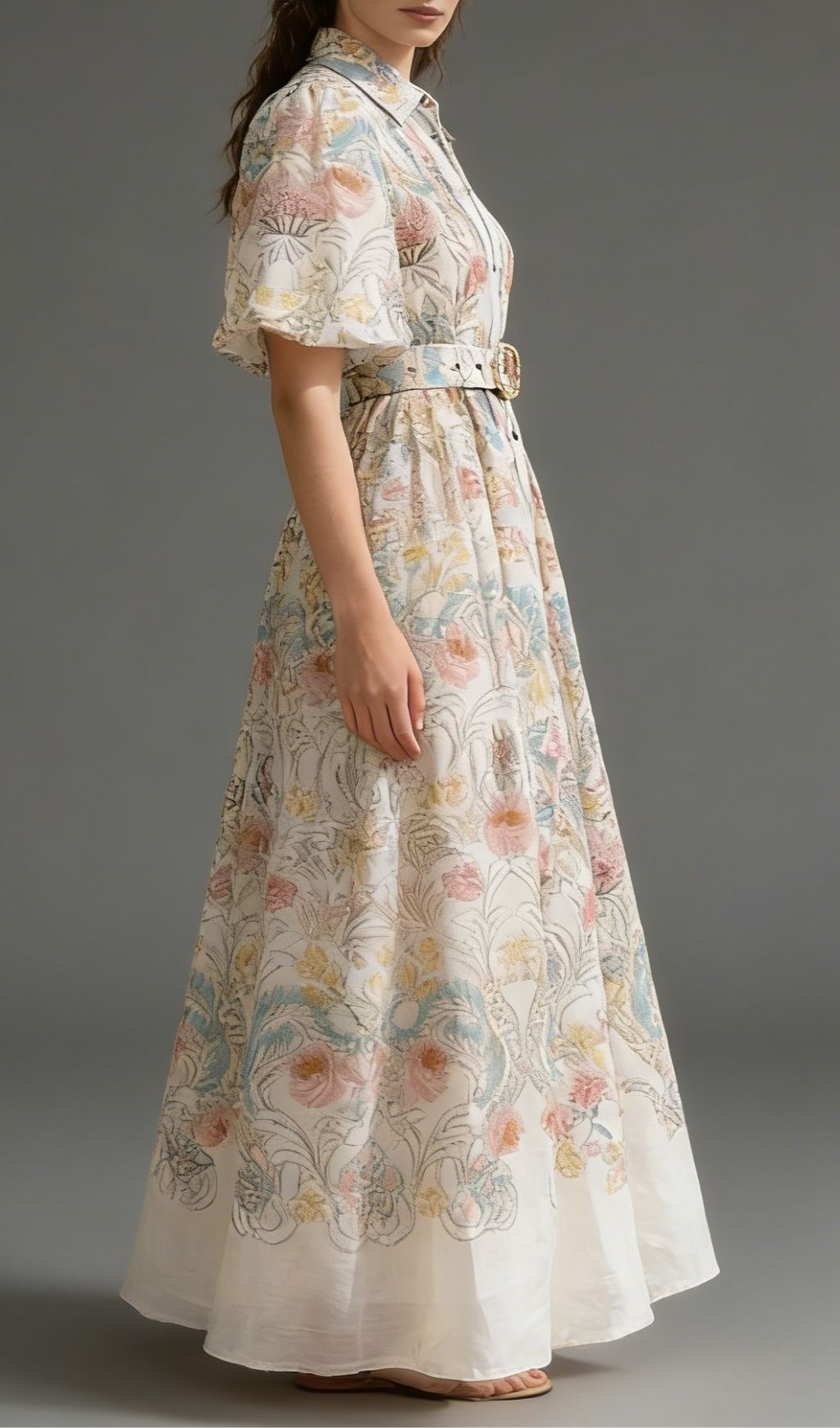 Fashionslee Women Karsen Printed Puff Sleeve Maxi Dress