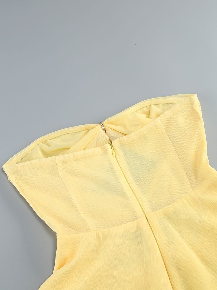 38d8eb7724a68ee95c4fcbfbc5f4b742.jpg Fashionslee Women Bryony Yellow Strapless Cutout Mini Dress